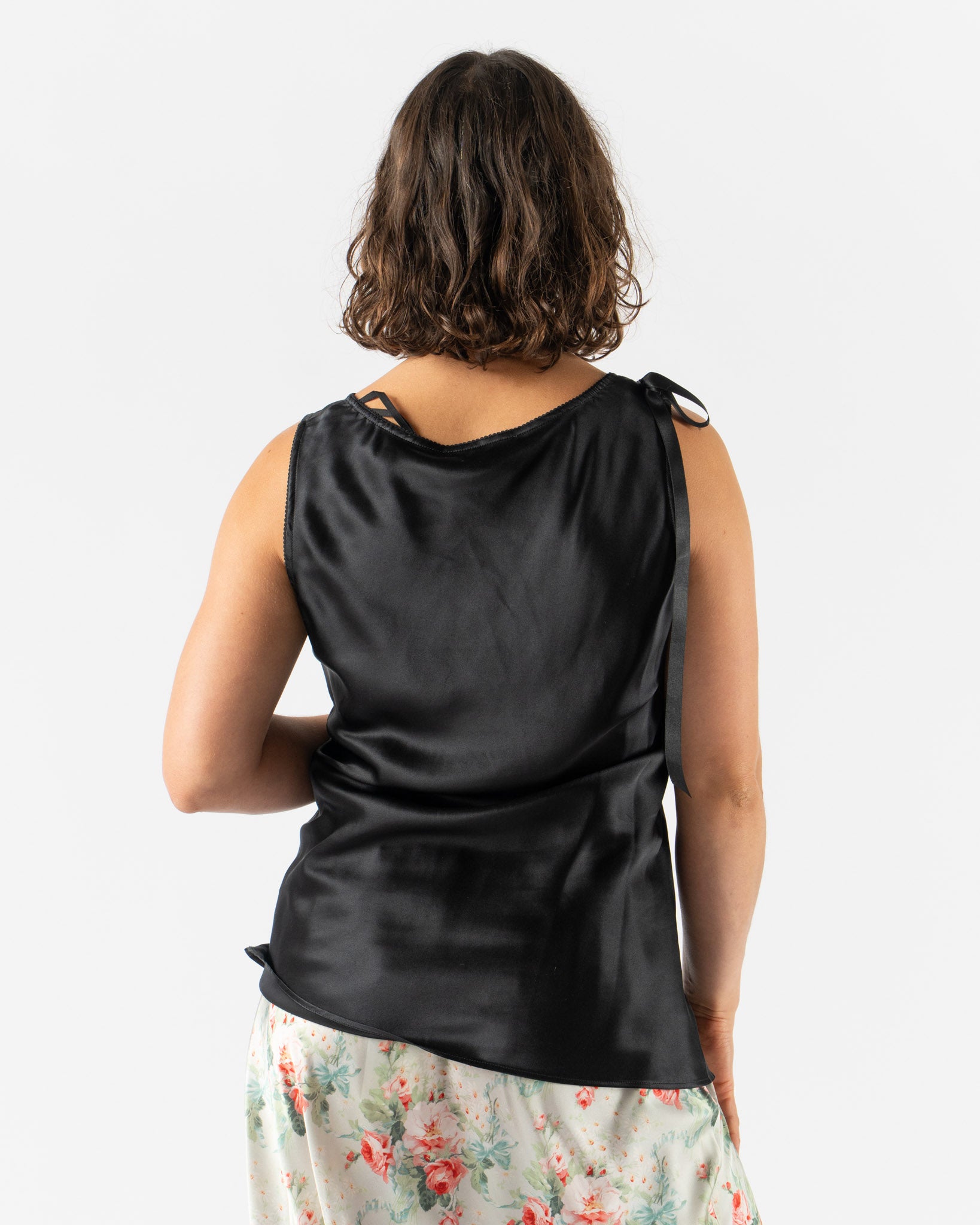 Simone Rocha Bow Detail Scoop Neck Camisole Tank in Black