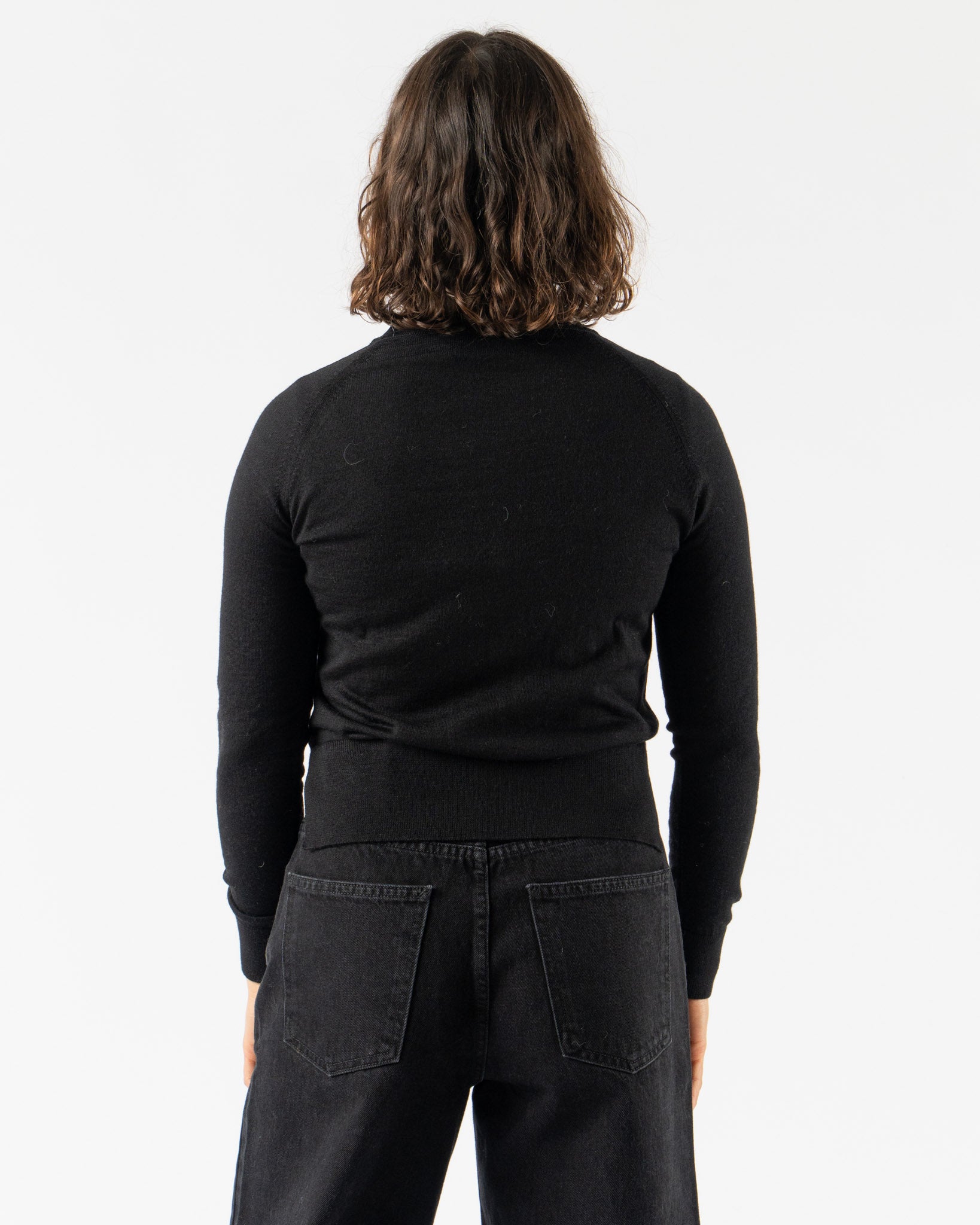 Simone Rocha Classic Long Sleeve Jumper with Embroidery in Black/Pearl