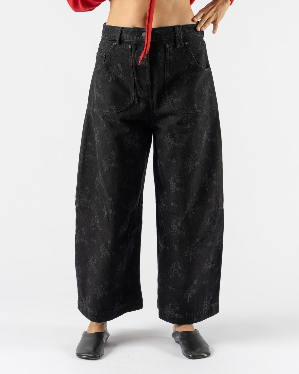 Simone Rocha Cropped Utility Wide Leg Curve Jeans in Black