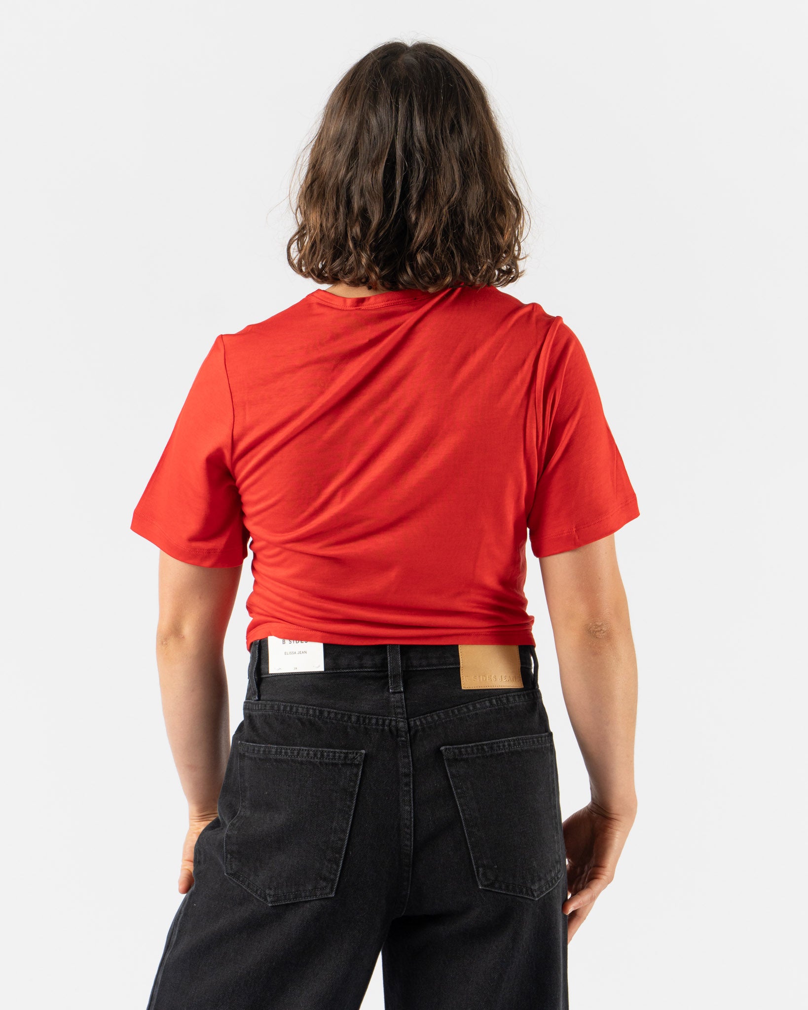 Simone Rocha Easy Short Sleeve T-Shirt with Bow Tails in Red