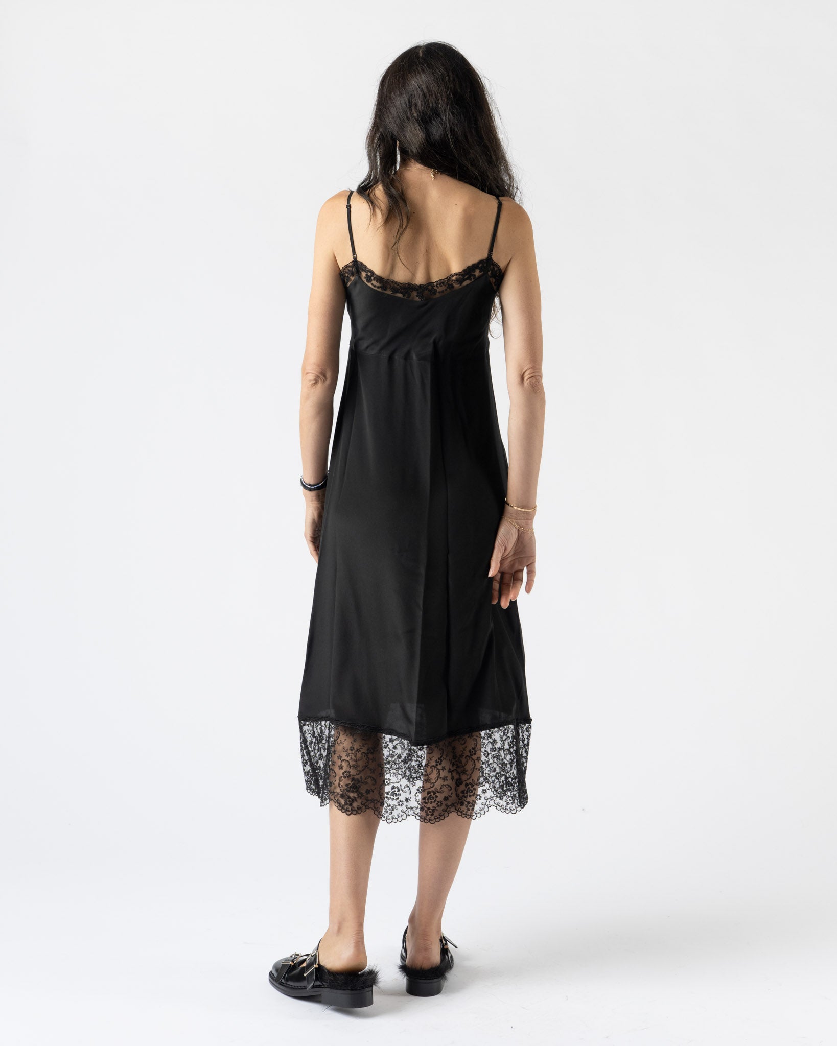 Simone Rocha Lace Trim Slip Dress in Black