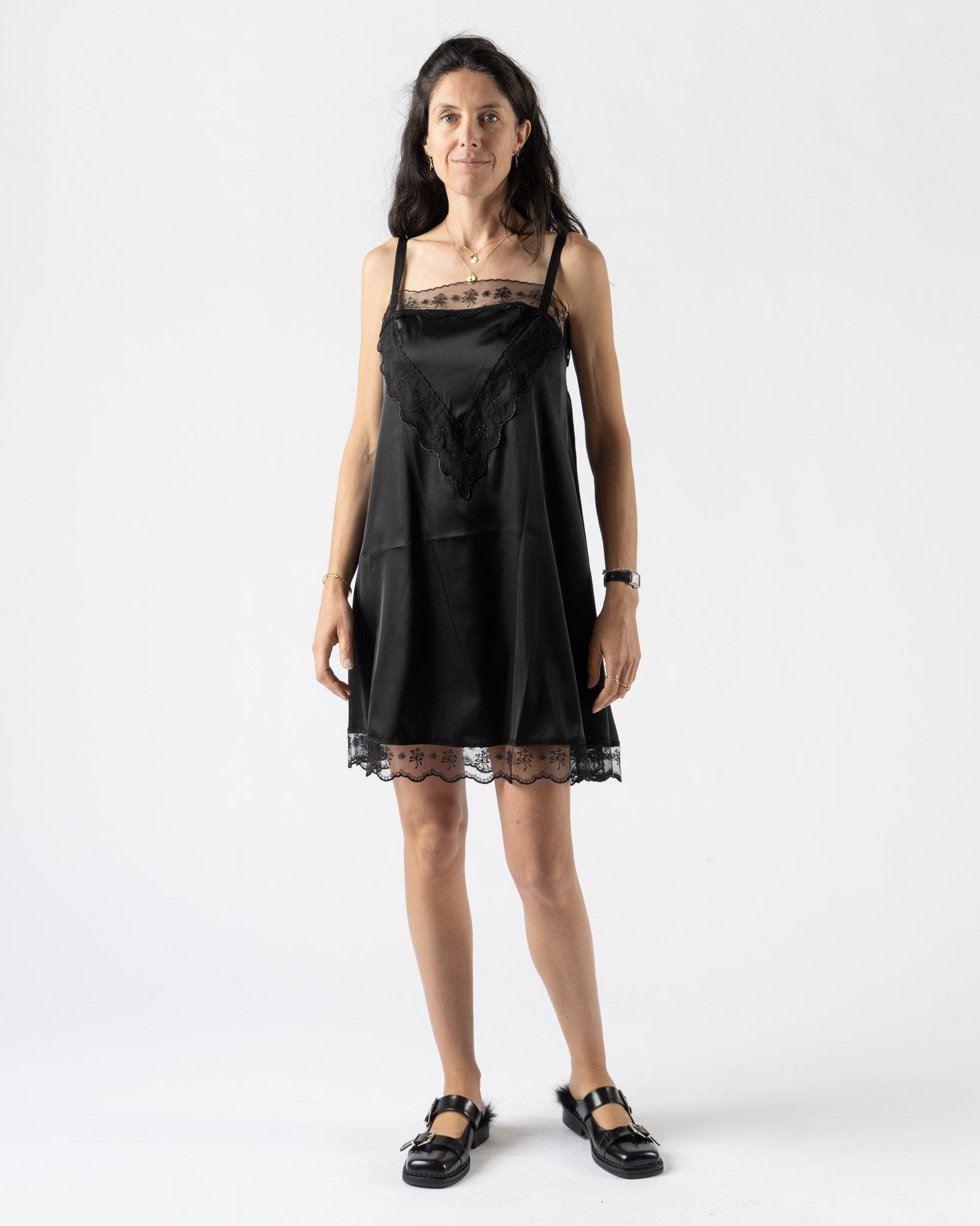 Simone Rocha Mini Square Neck Lace Trim Dress