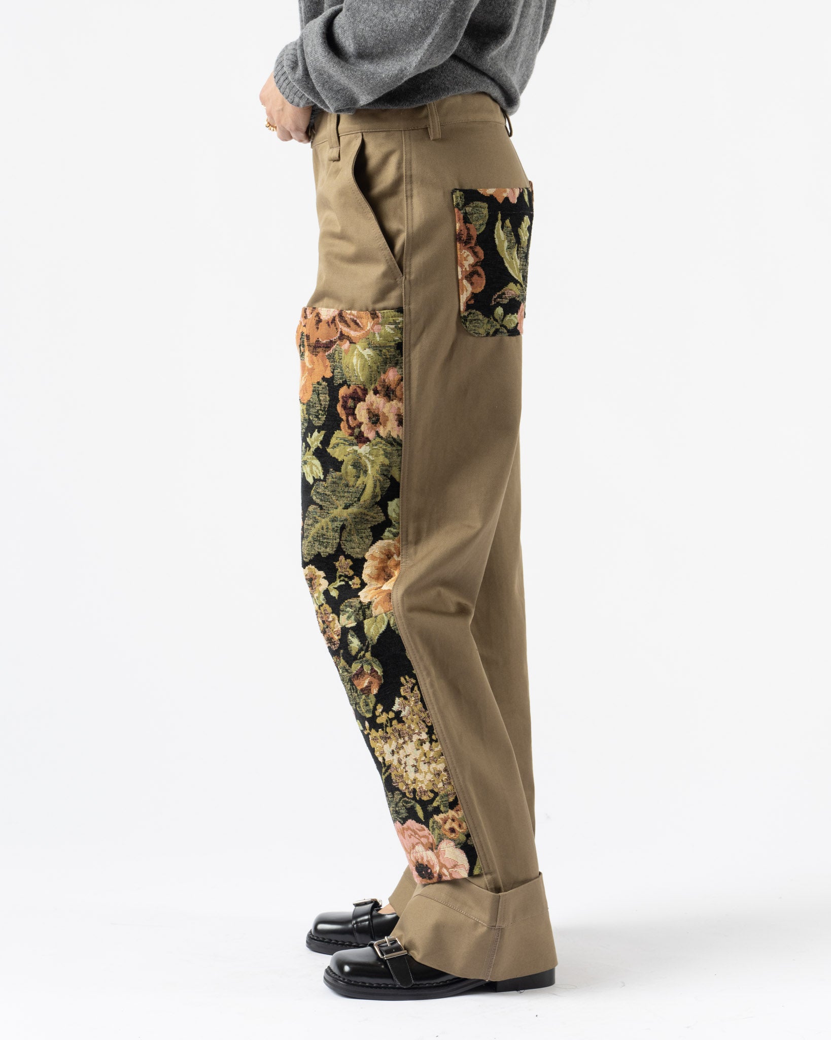 Simone Rocha Patchwork Workwear Trousers in Khaki/Multi