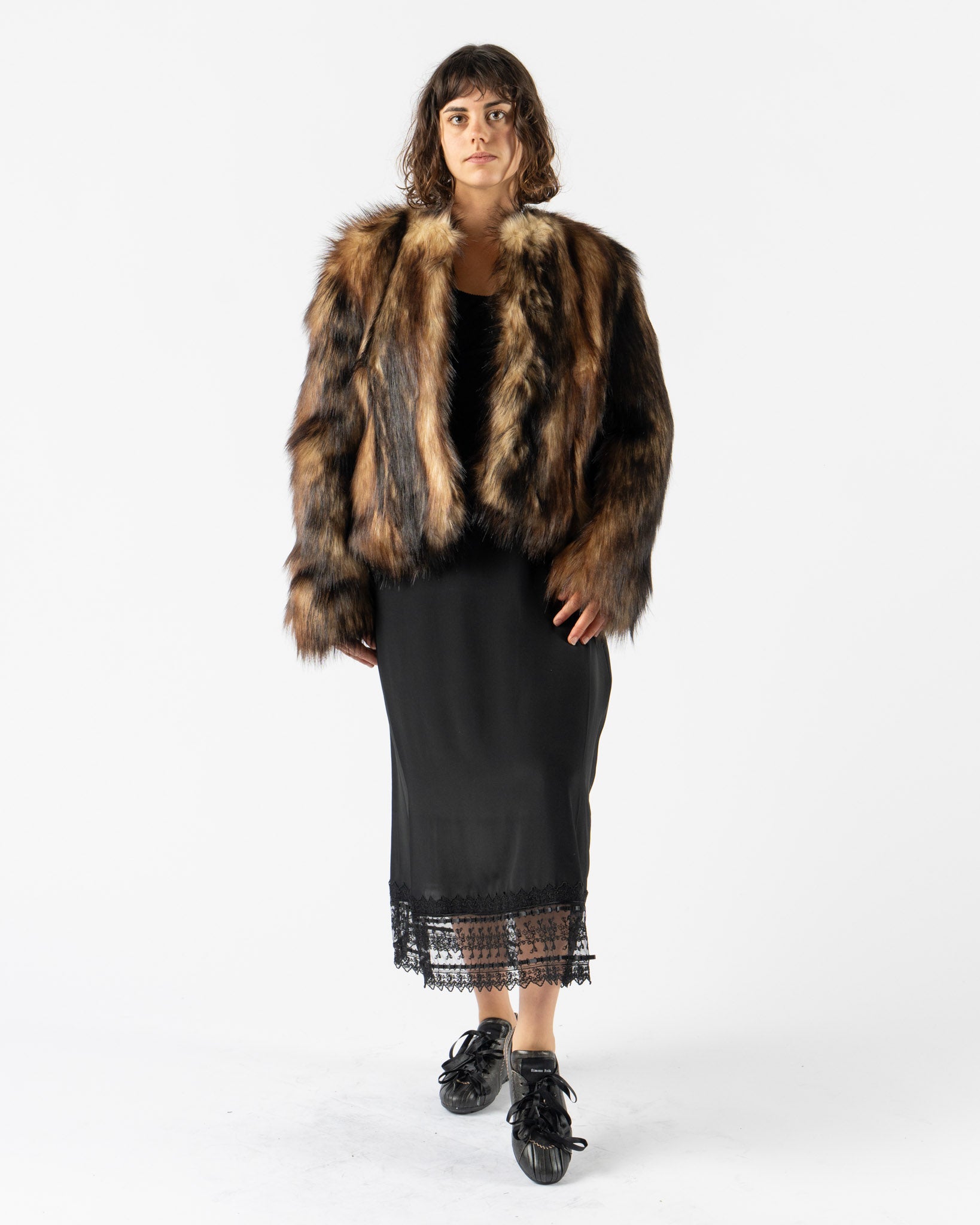 Simone Rocha Sculpted Faux Fur Fray Jacket in Natural