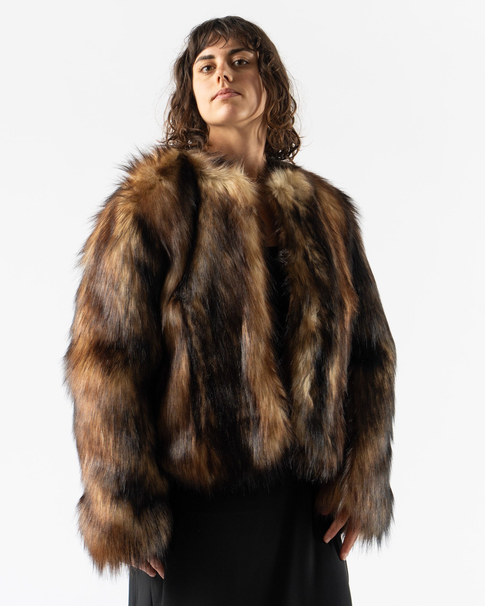 Simone Rocha Sculpted Faux Fur Fray Jacket in Natural