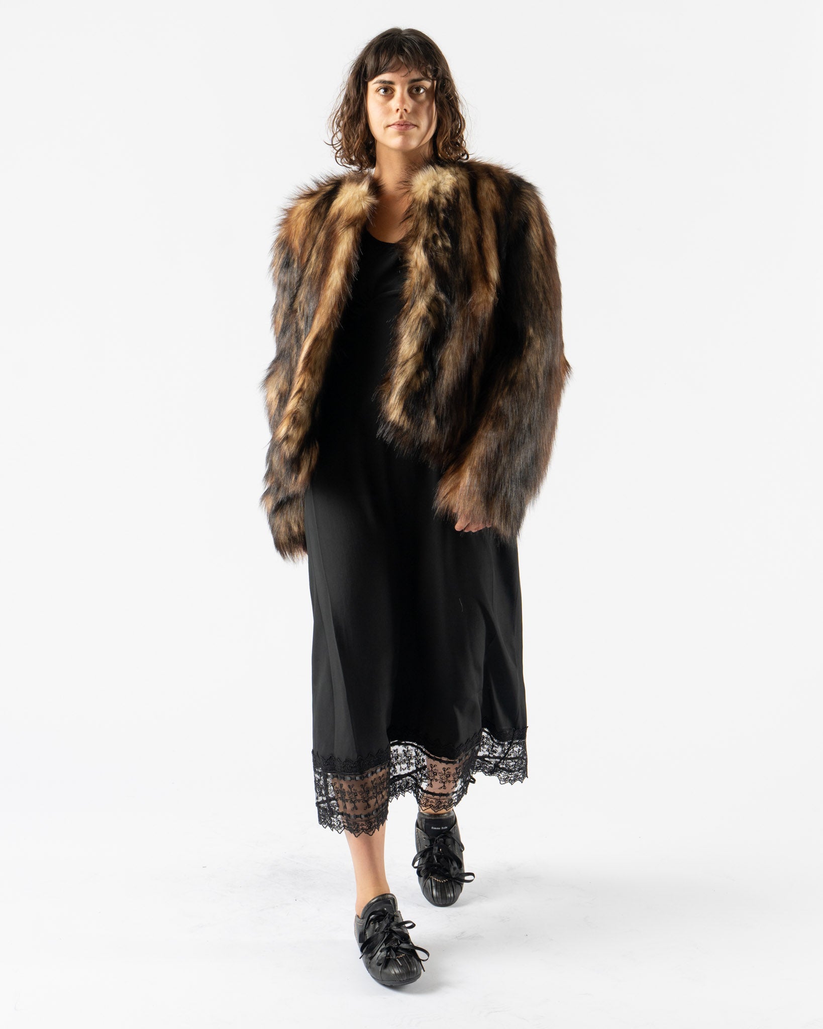 Simone Rocha Sculpted Faux Fur Fray Jacket in Natural