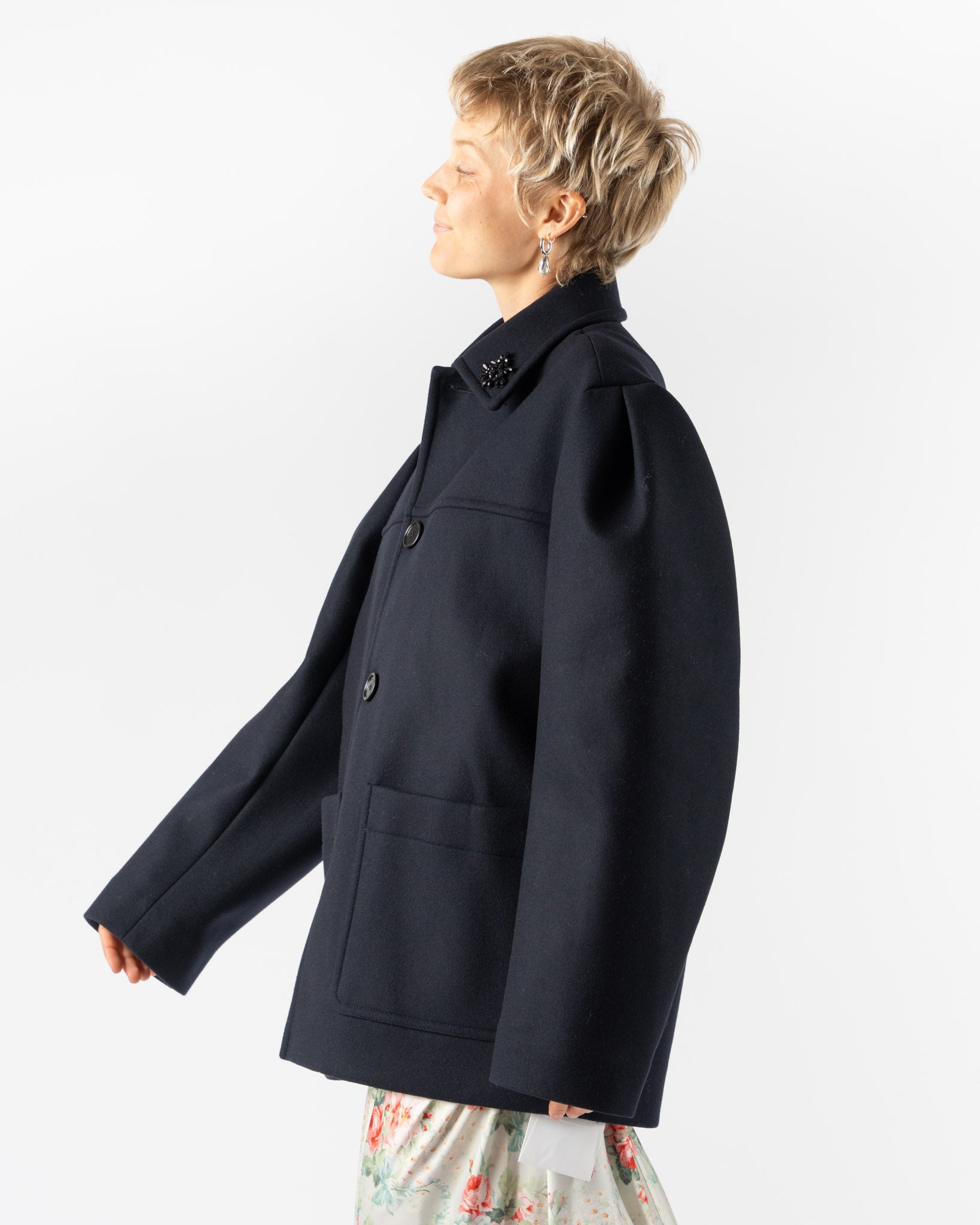 Simone Rocha Workwear Donkey Jacket in Navy/Jet