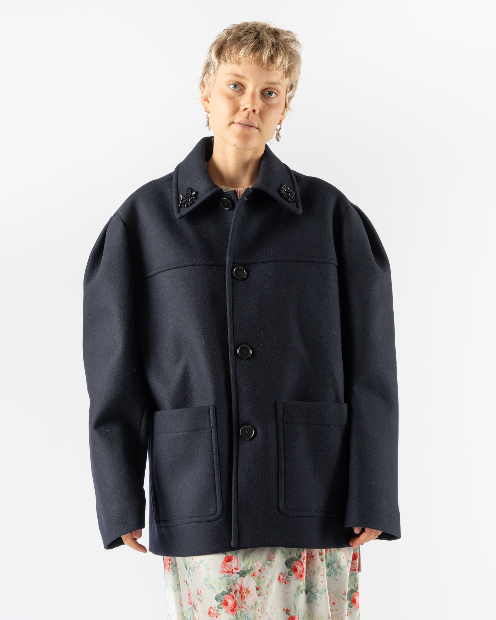 Simone Rocha Workwear Donkey Jacket in Navy/Jet
