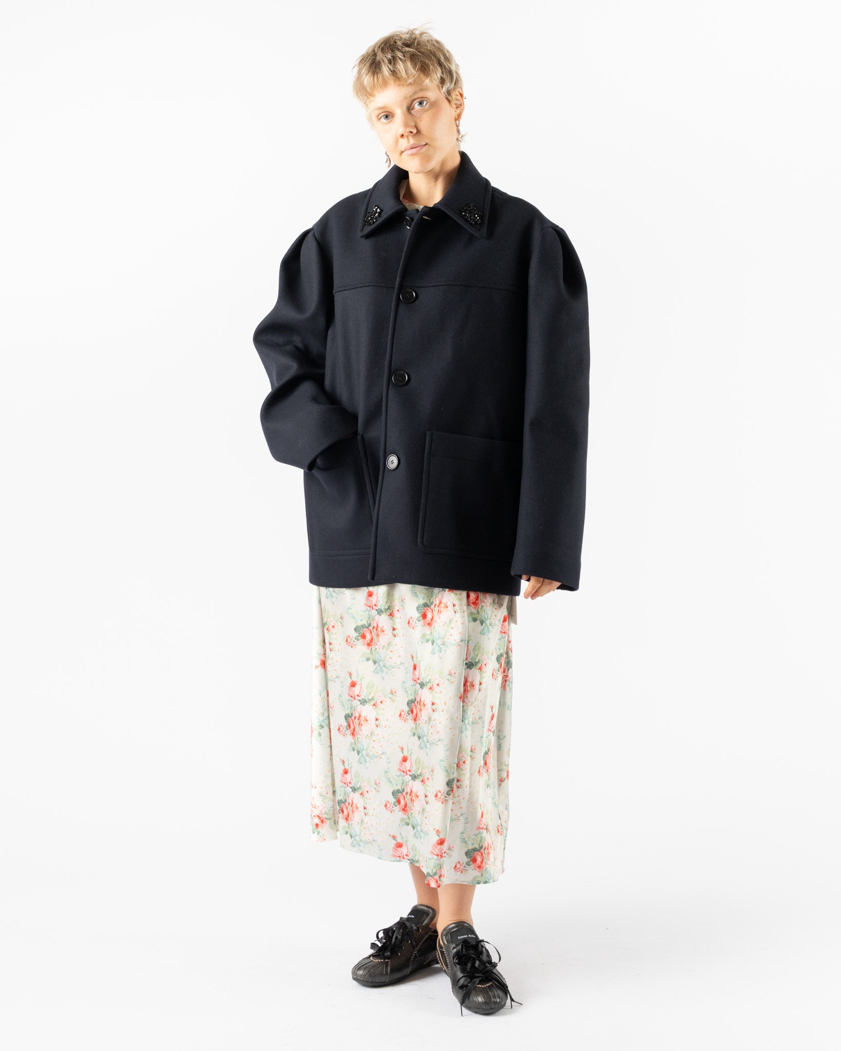Simone Rocha Workwear Donkey Jacket in Navy/Jet