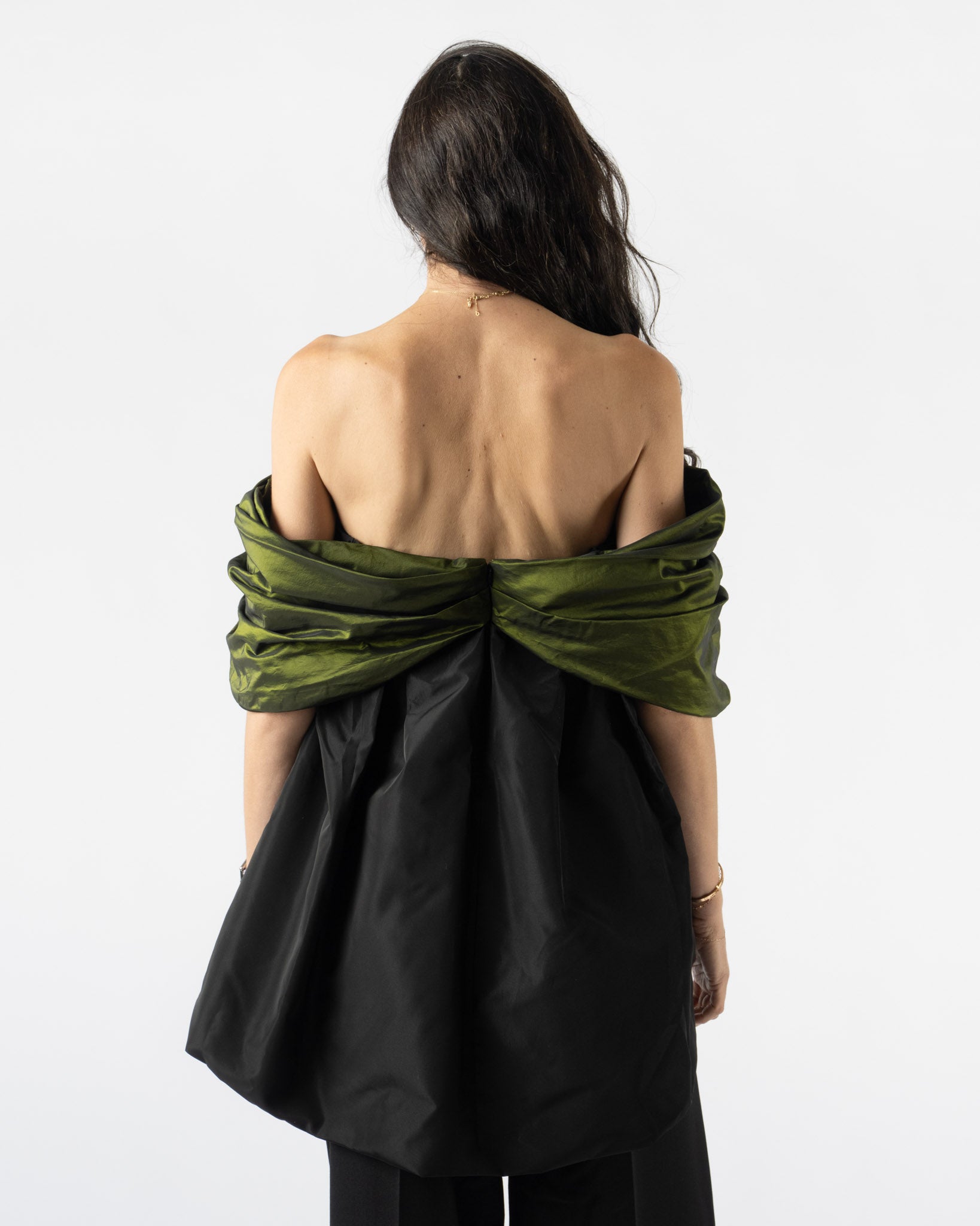 Simone Rocha Gathered Bow Top in Black/Moss