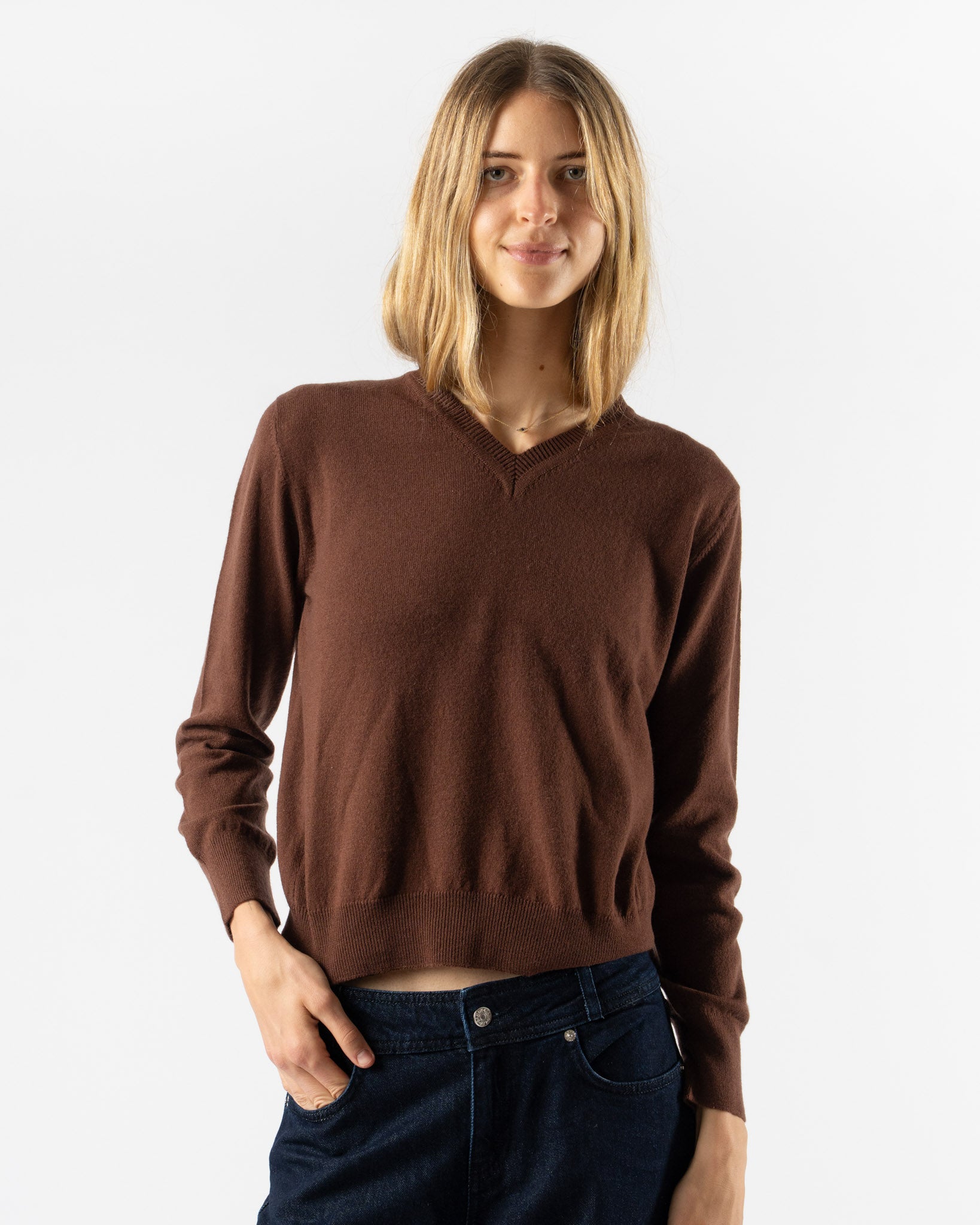 &Daughter Slim V-Neck in Brown