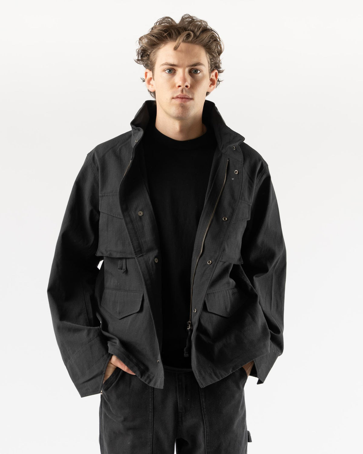 Snow Peak TAKIBI Ripstop Field Jacket in Black Curated at Jake and 