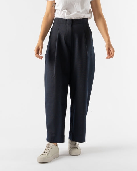 Studio Nicholson Dordoni Deep Pleat Volume Ankle Pant in Dark Navy