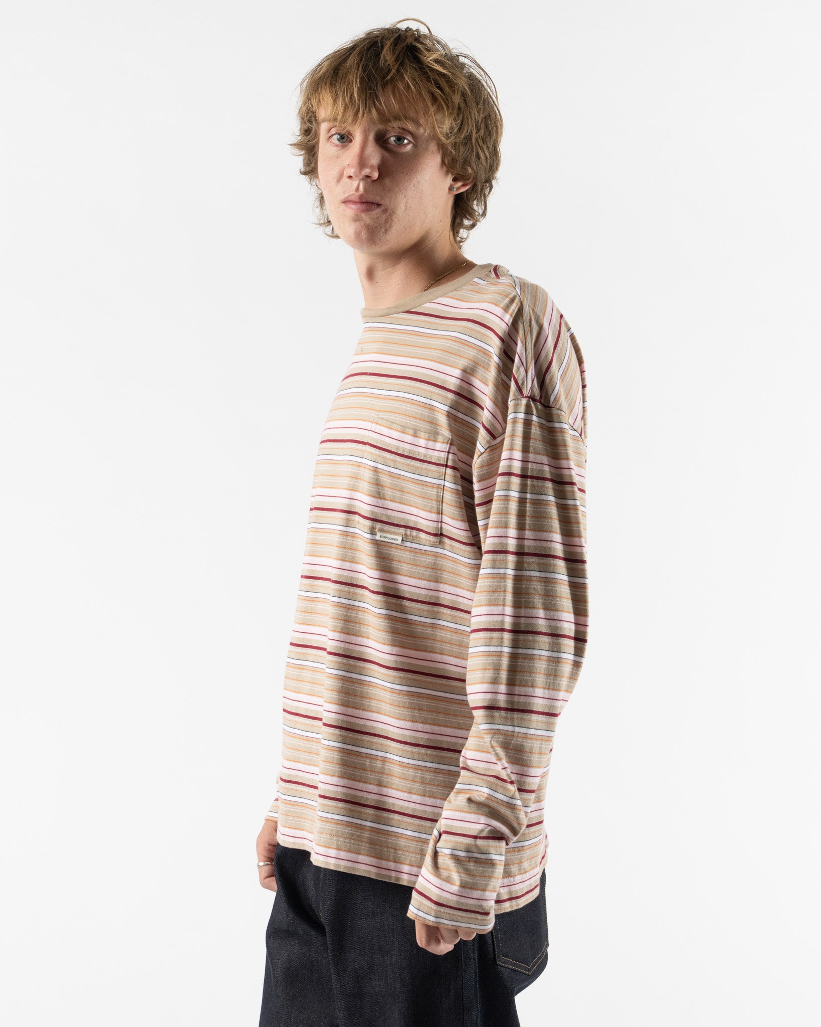 Sunflower Stripe LS Pocket Tee