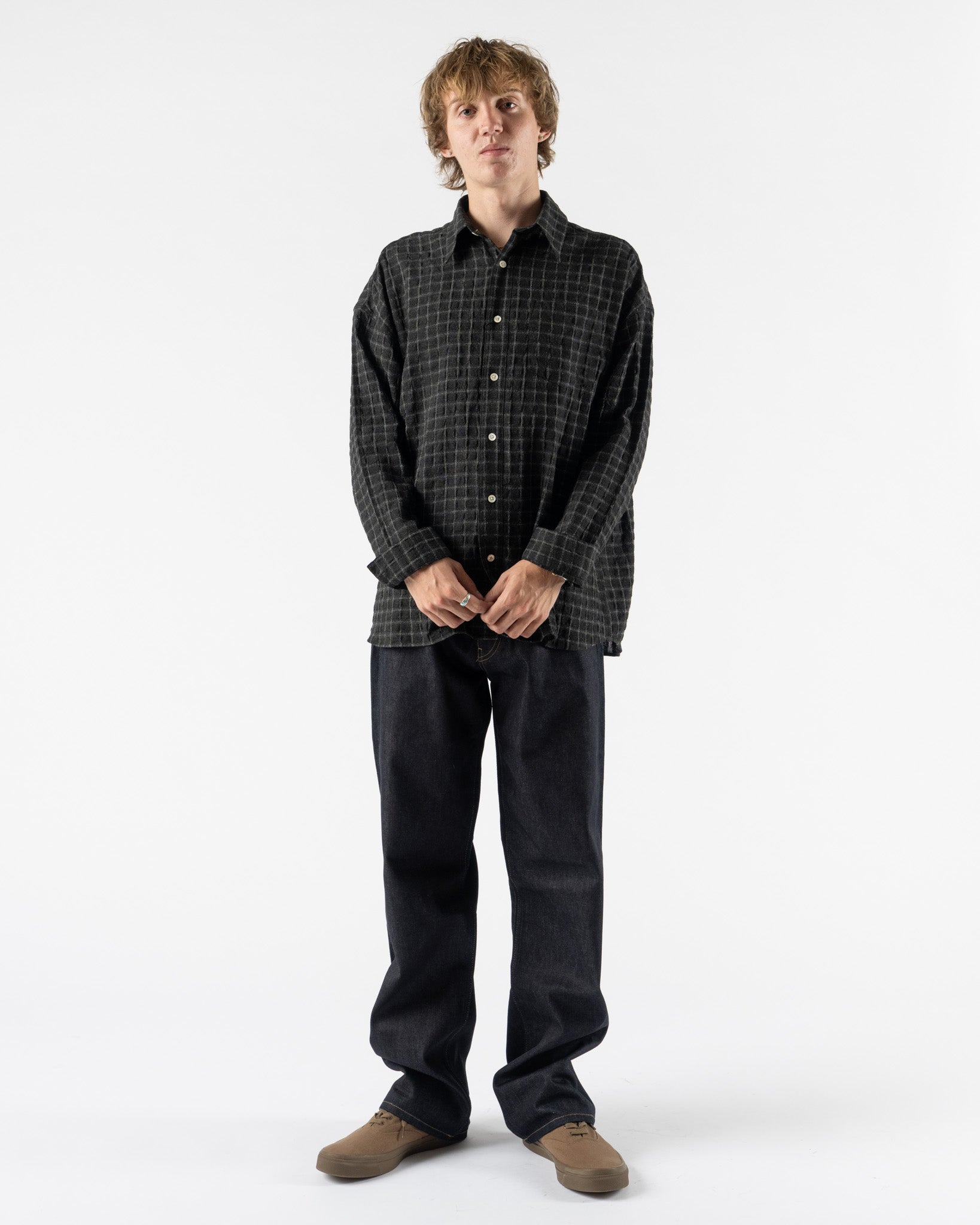 Sunflower Loose Raw Selvedge Jeans in Raw Indigo