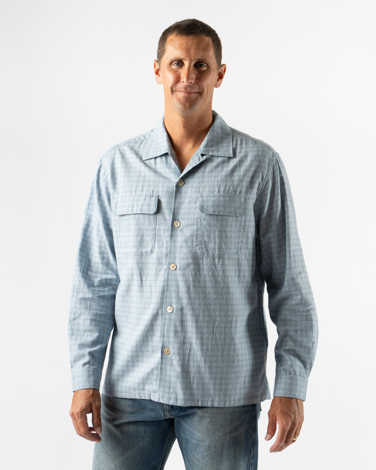Sunflower Pocket Shirt in Blue Check Curated at Jake and Jones