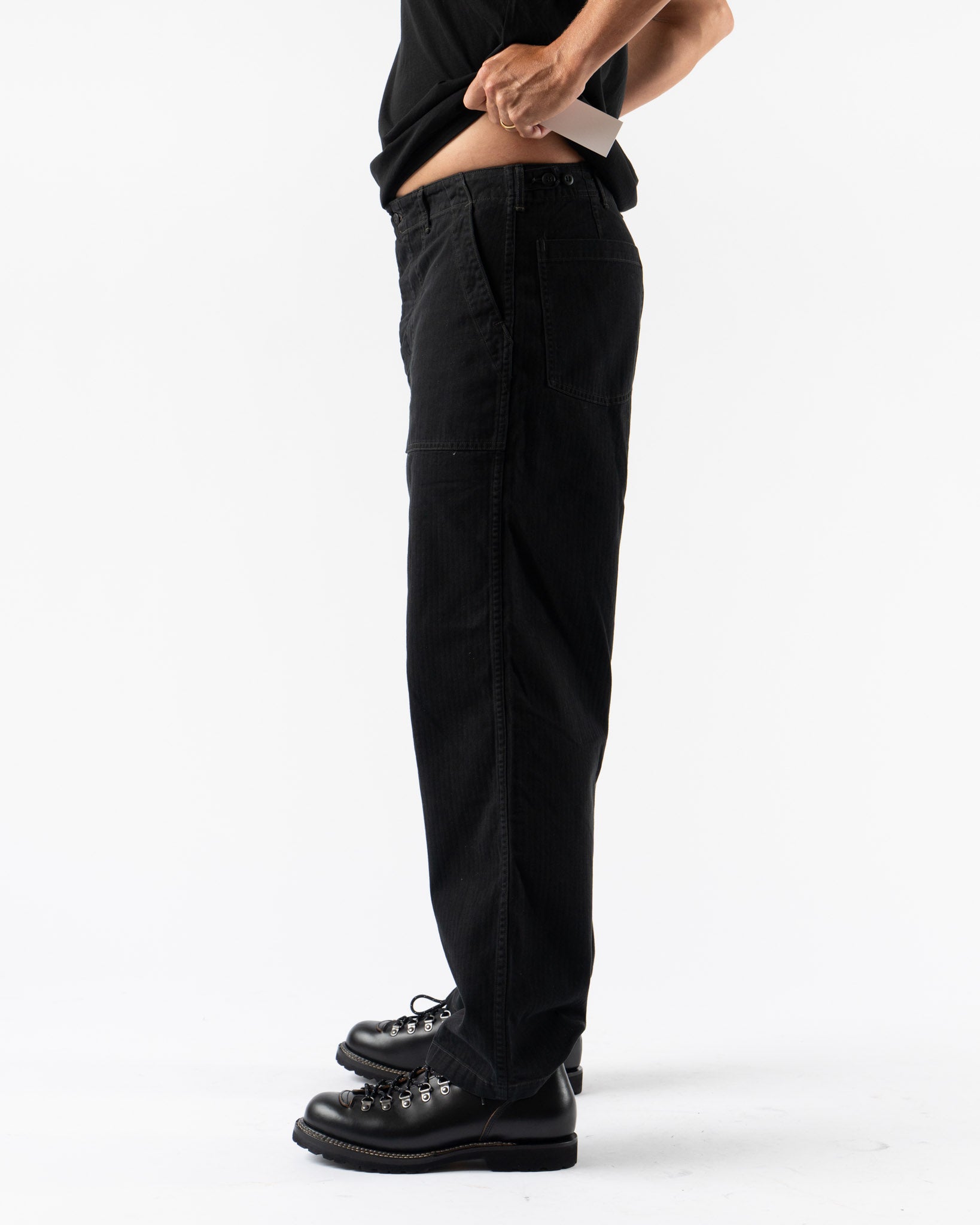orSlow Herringbone Twill Summer Fatigue Pants in Black