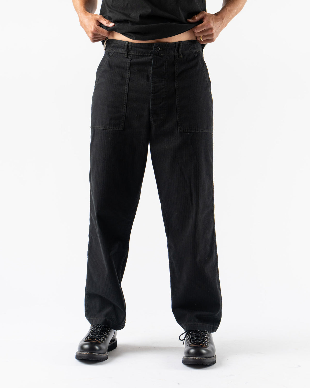 orSlow Herringbone Twill Summer Fatigue Pants in Black Curated at 