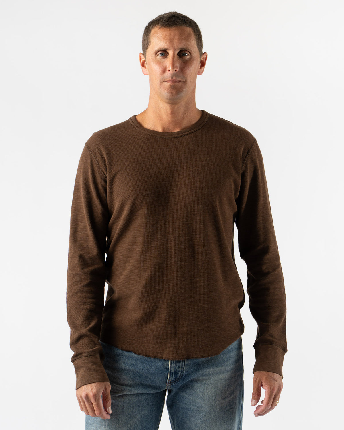 Sunflower Waffle Tee LS in Brown Curated at Jake and Jones