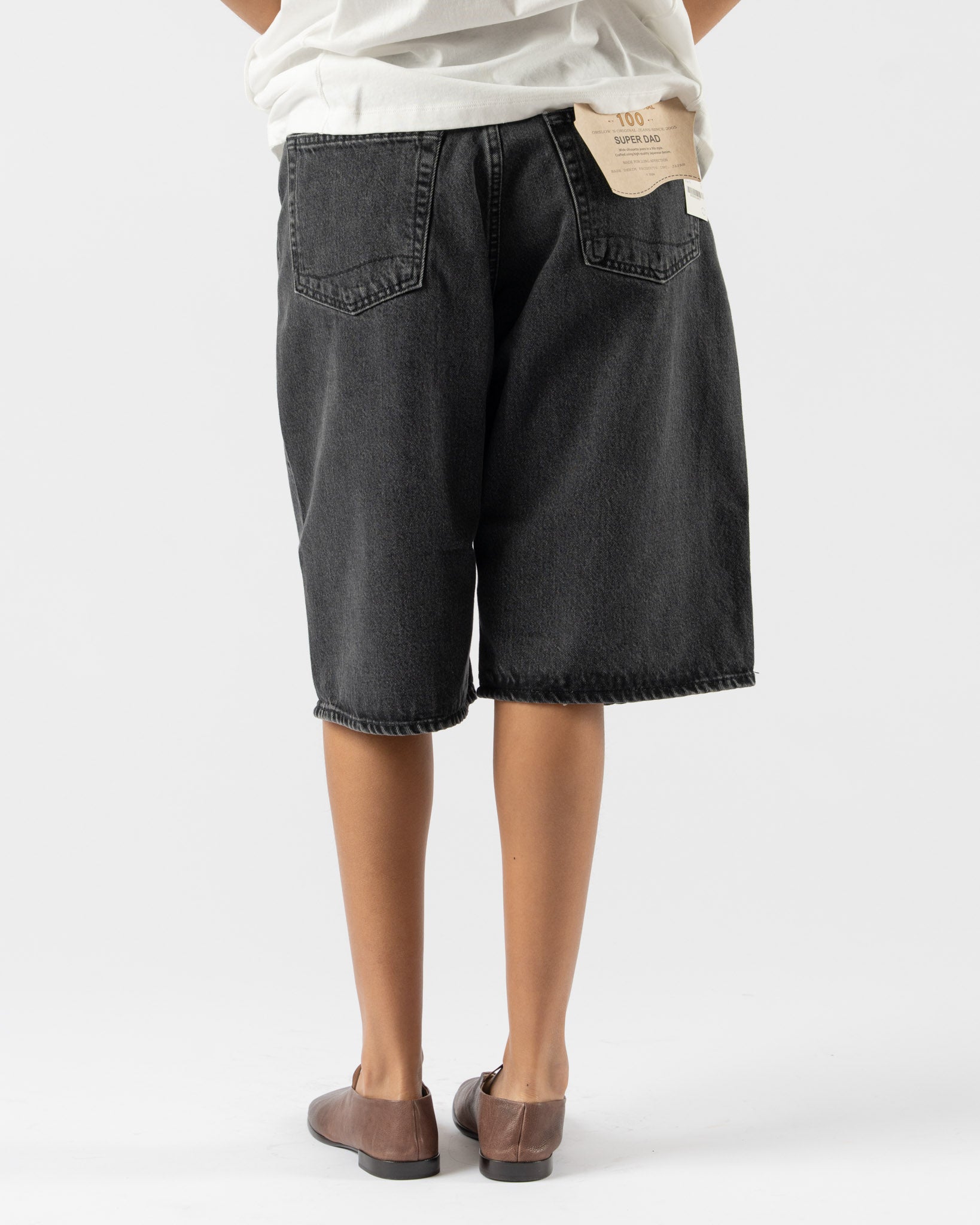 orSlow Super Dad's Fit Shorts in Black Denim Stone
