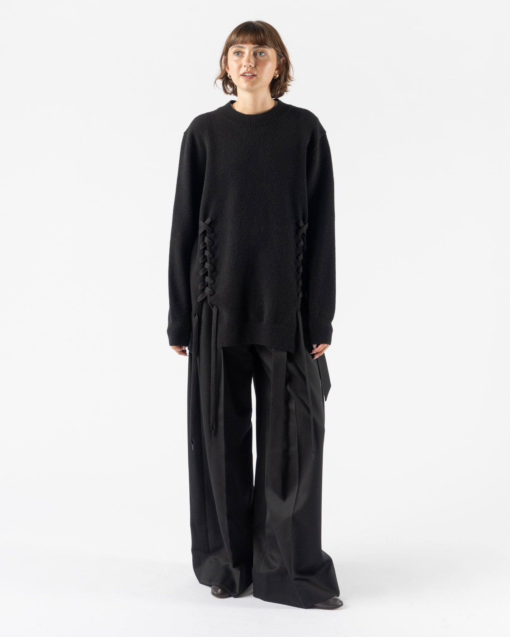 Simone Rocha Merino Lace Hem Jumper Black/Black