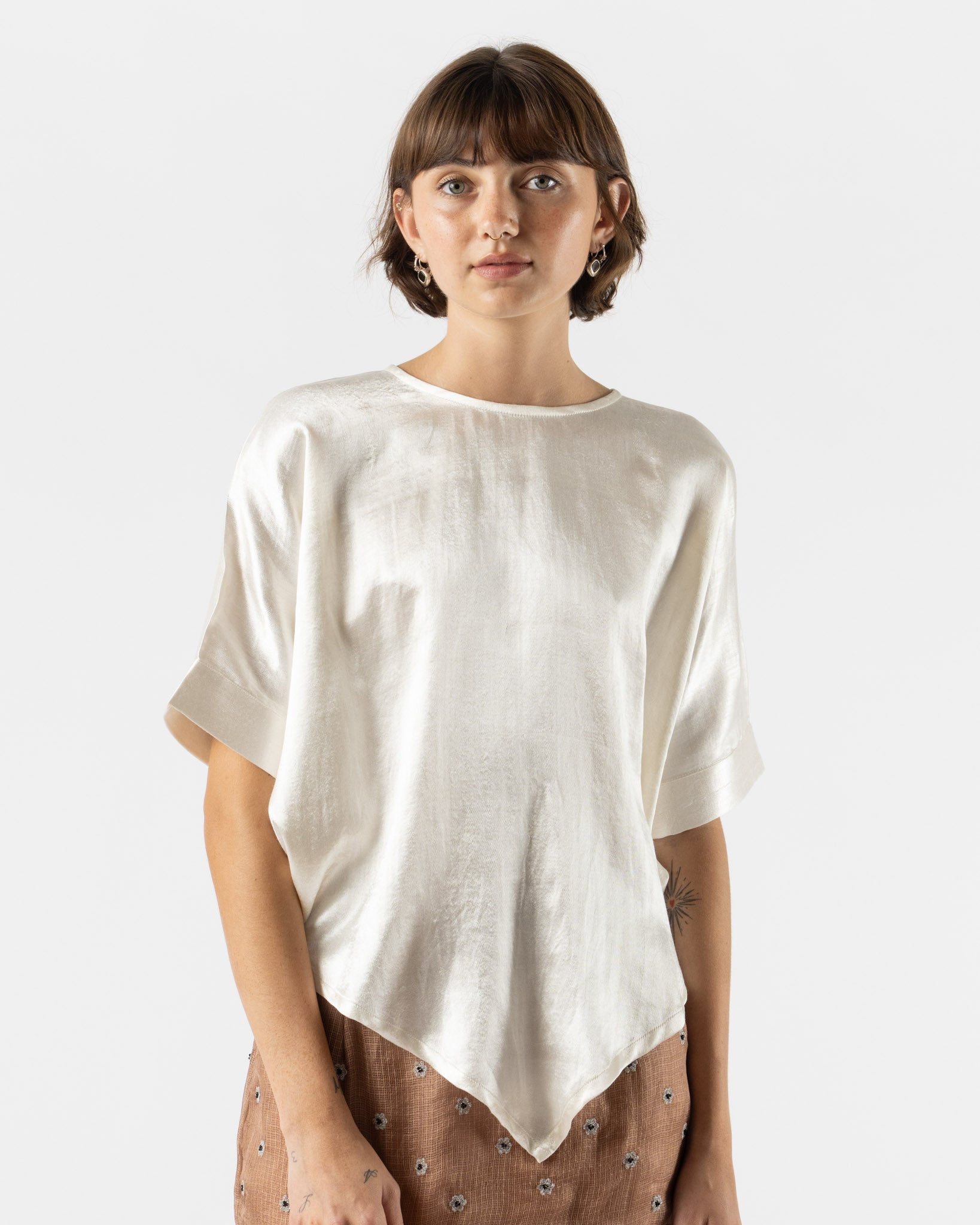 Tigra Tigra Cuffed Tee in White