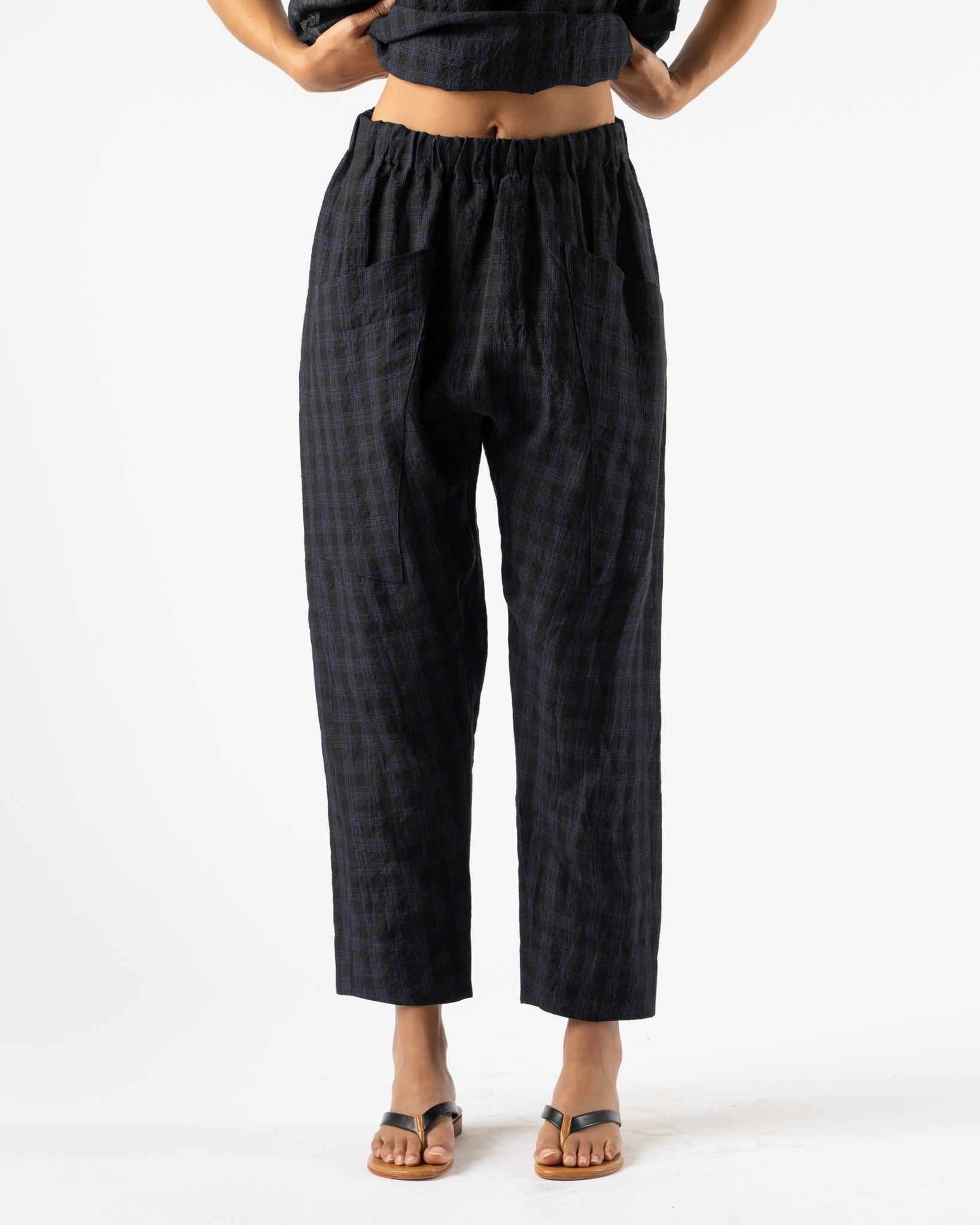 Toogood The Perfumer Trouser in Linen Check Midnight