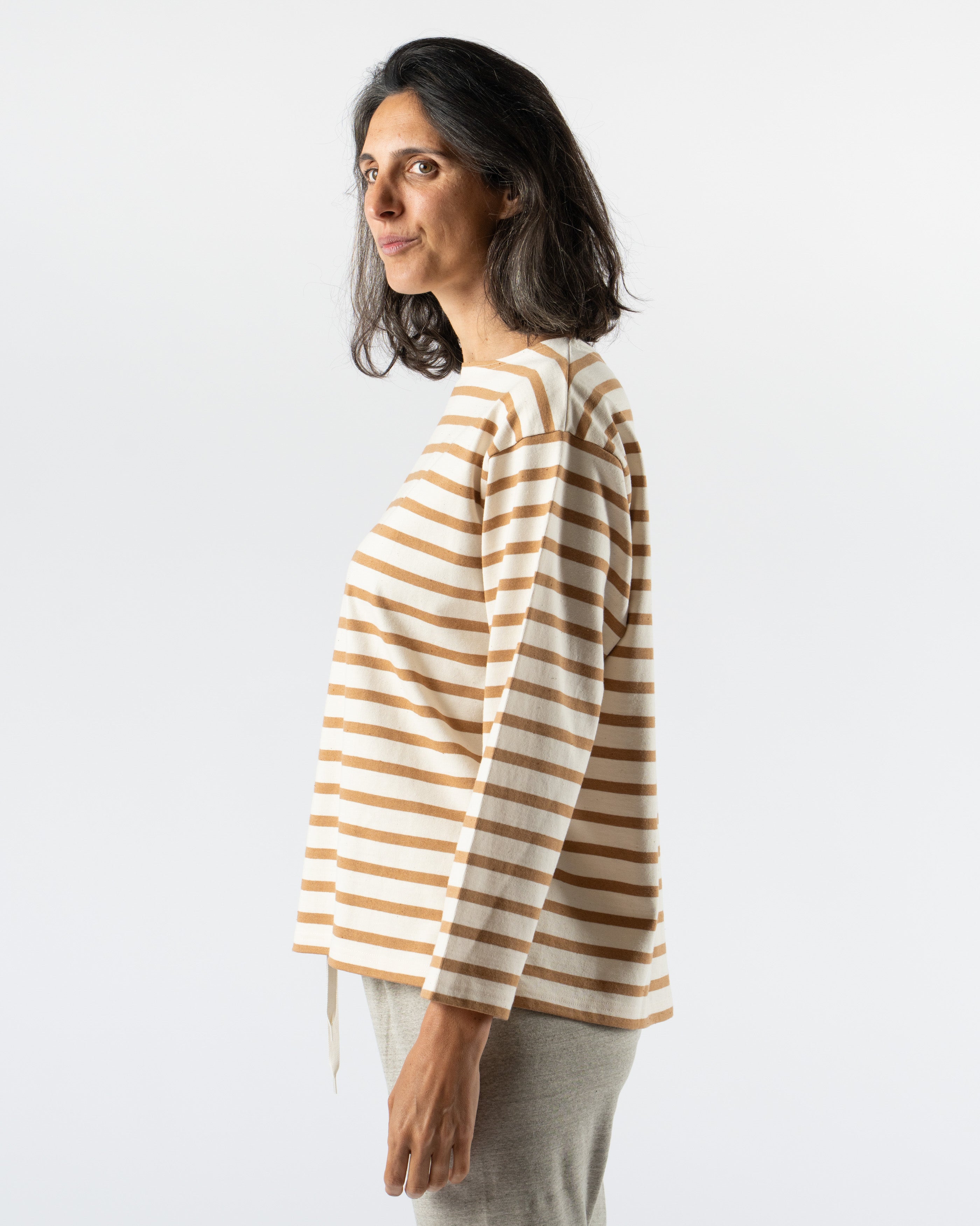 Ichi Antiquités Undyed Stripes Cotton Pullover
