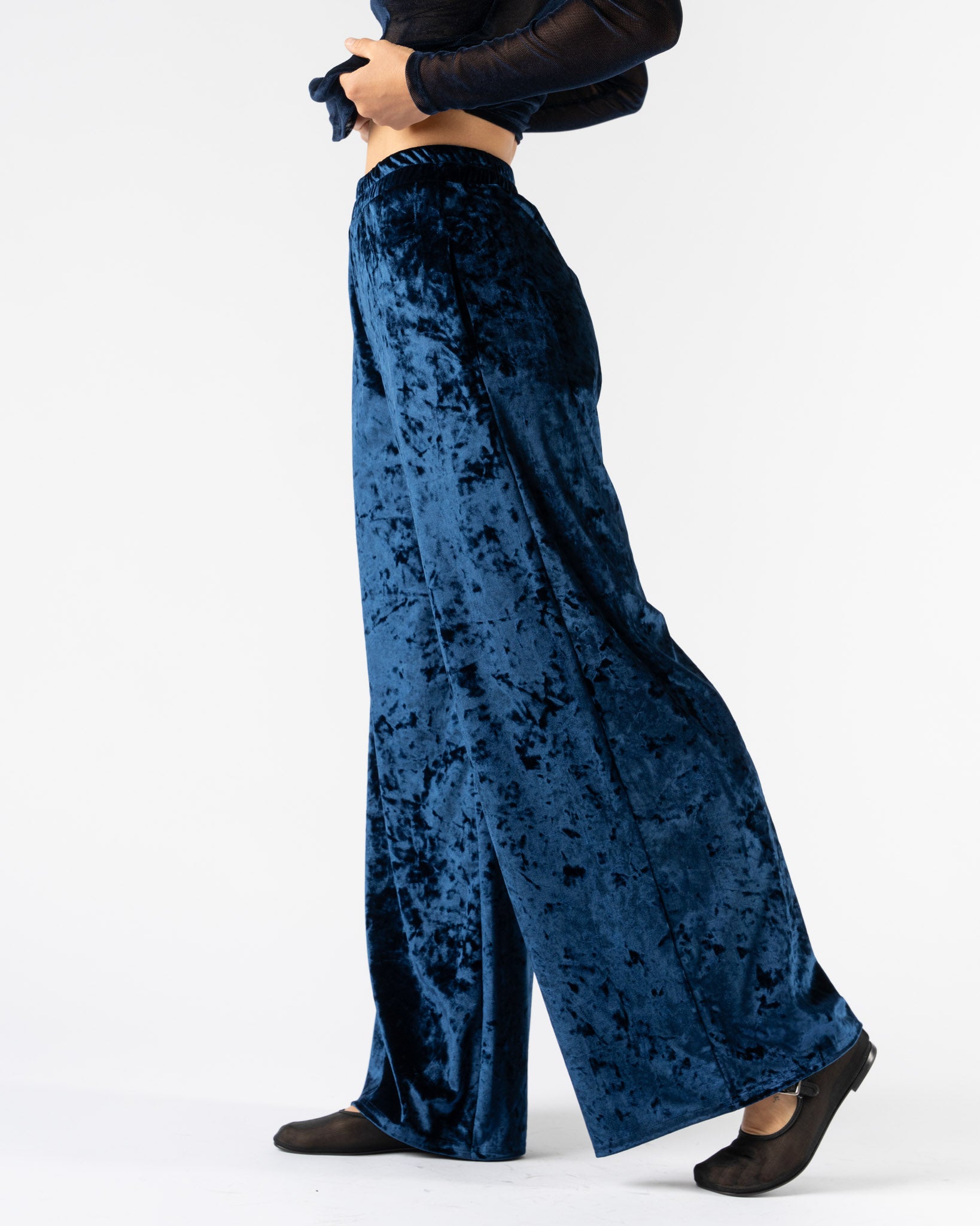 Simone Wild Velvet Pocket Pants in Navy