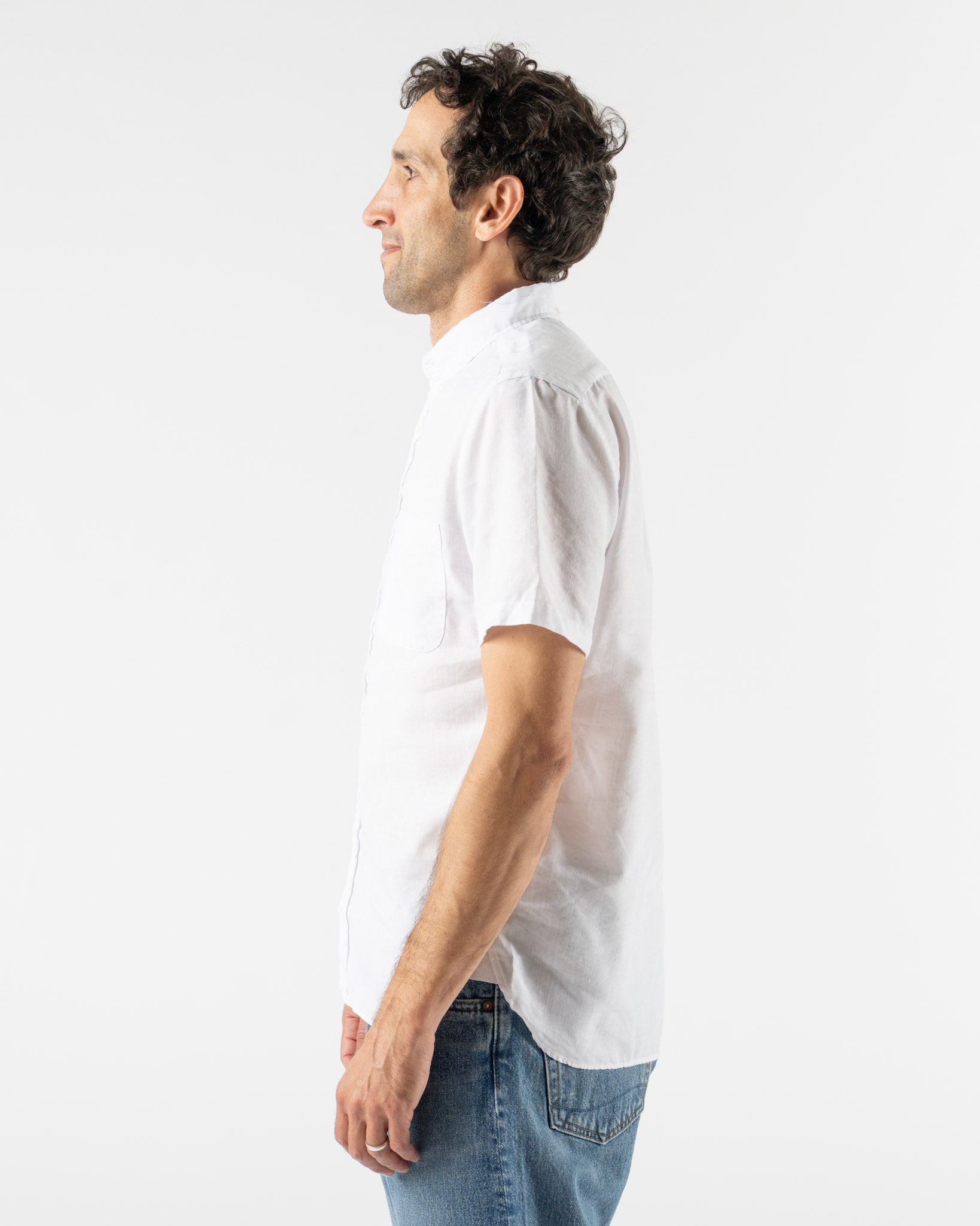 Beams Plus BD Coolmax Linen Shirt in White