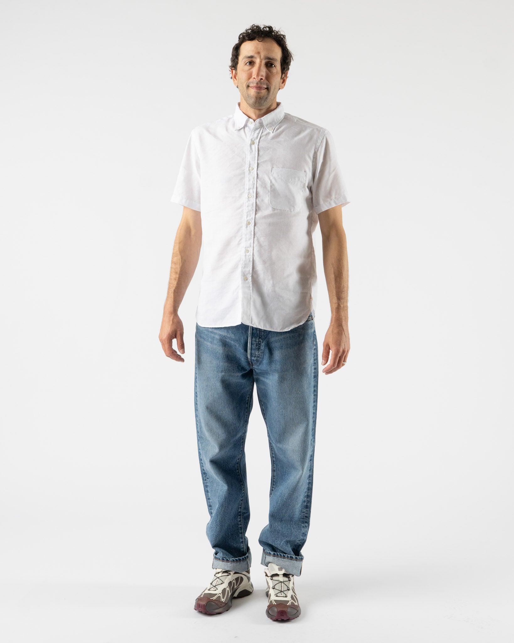 Beams Plus BD Coolmax Linen Shirt in White