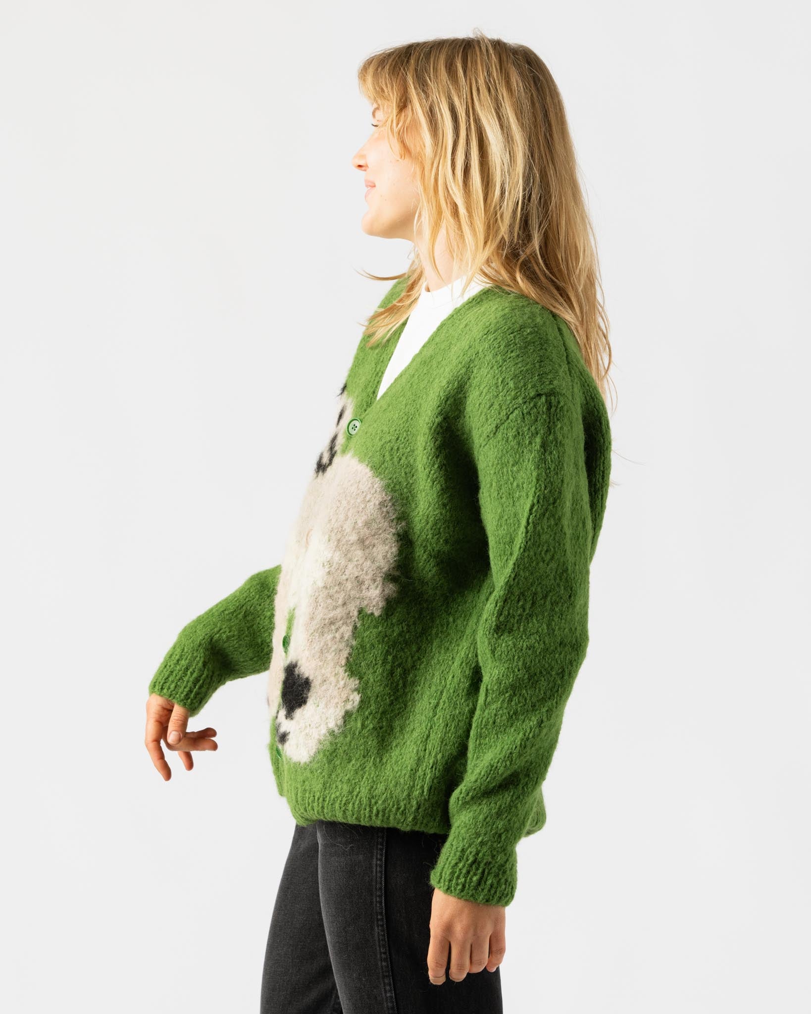 Wild Animals Wolf Dog Green Cardigan
