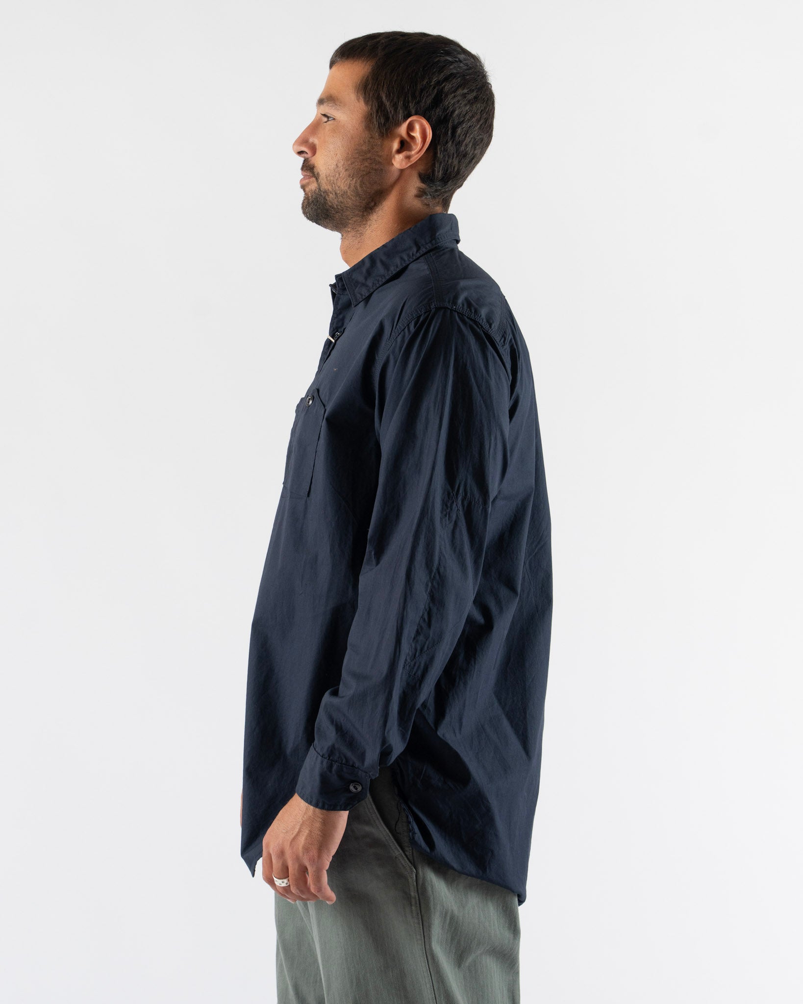 Engineered Garments Work Shirt in Navy Cotton Broadcloth