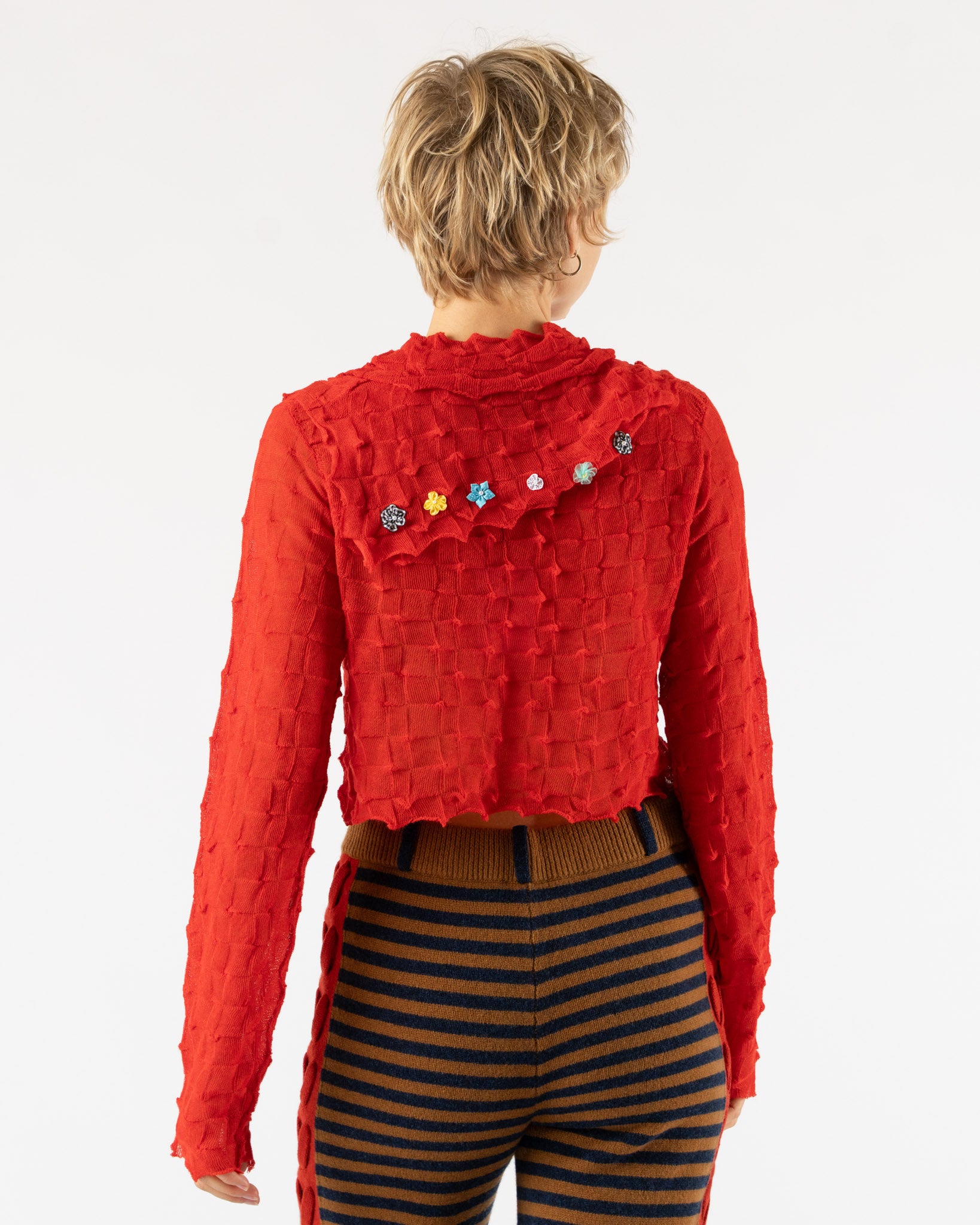 YanYan Borlor Sailor LS Crop Pullover in Red
