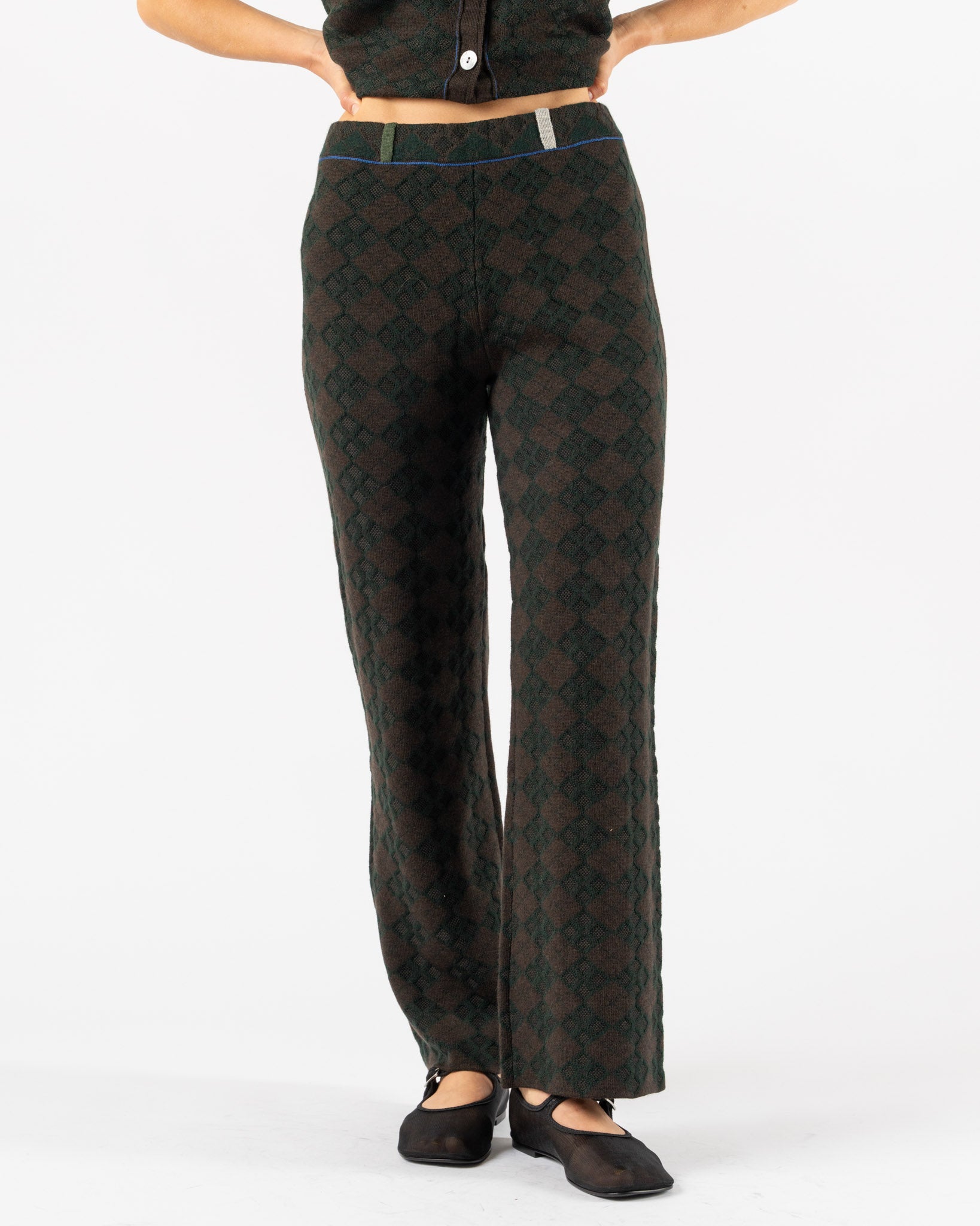 YanYan Argyle Pant in Brown/Green