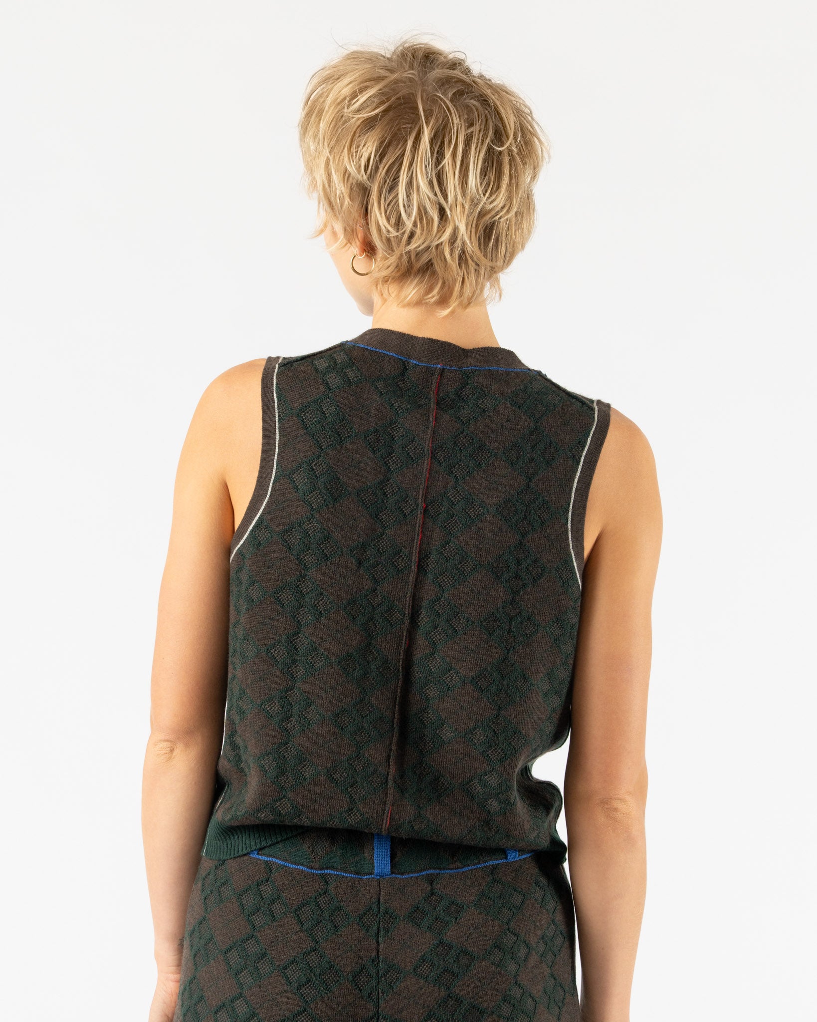 YanYan Argyle Waistcoat in Brown/Green