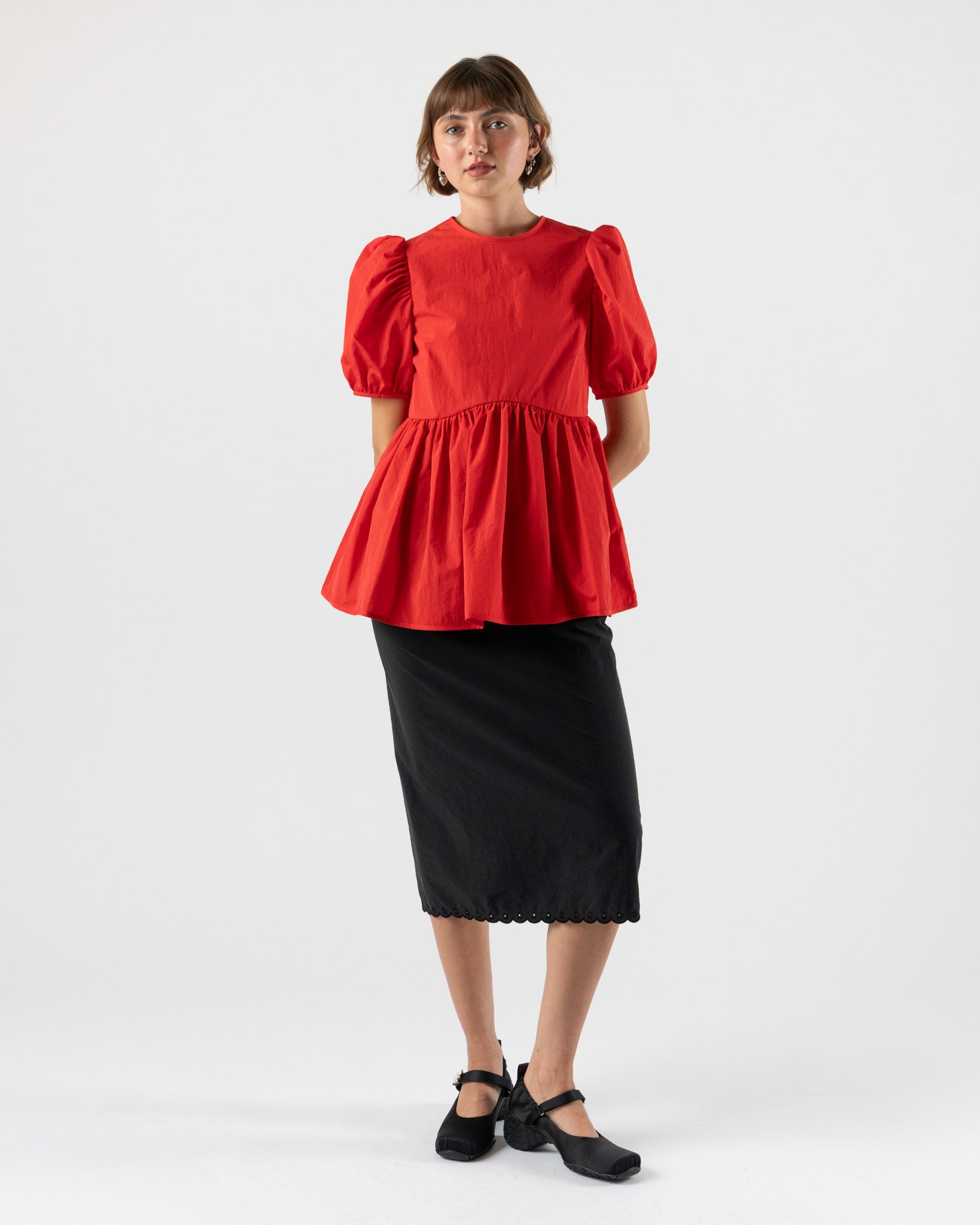 Cecilie Bahnsen Darla Top Red Recycled Taffeta