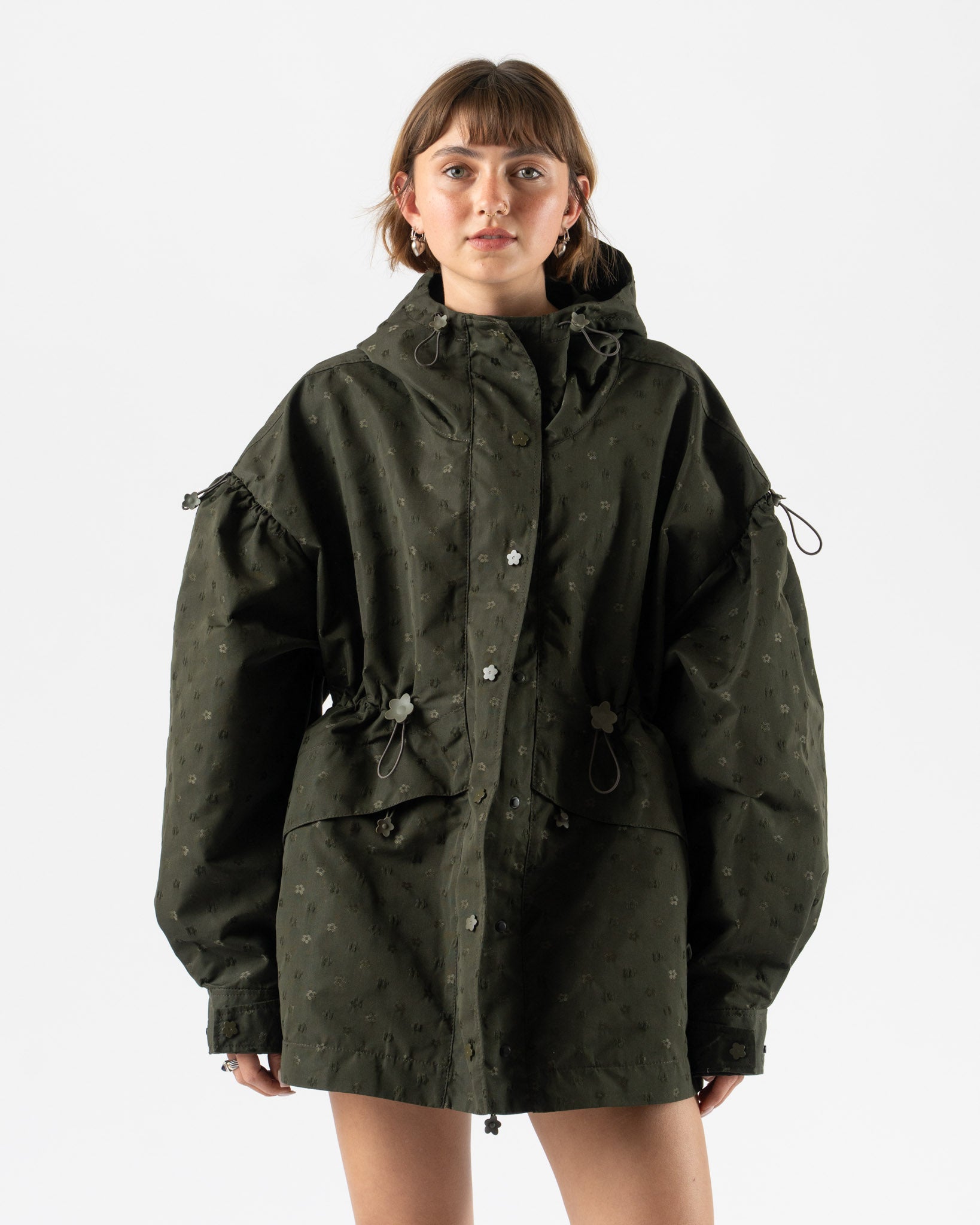 Cecilie Bahnsen Dennon Jacket Olive Iris Jacquard Curated at Jake