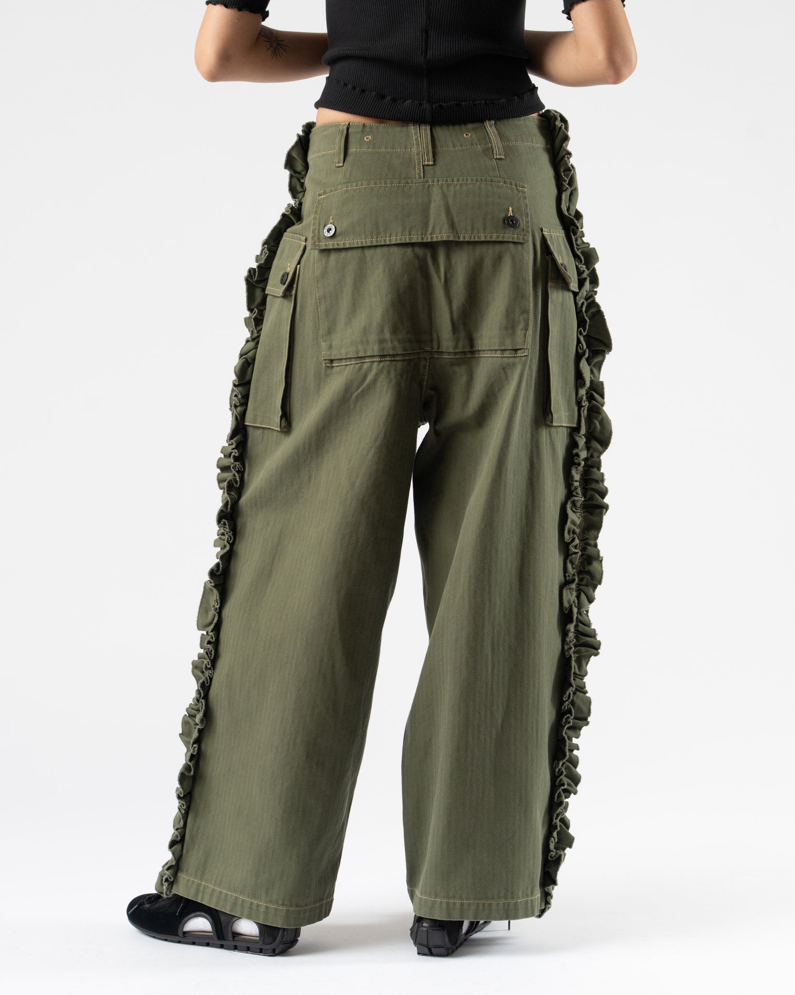Rhodolirion Utility Pant in Herringbone Olive
