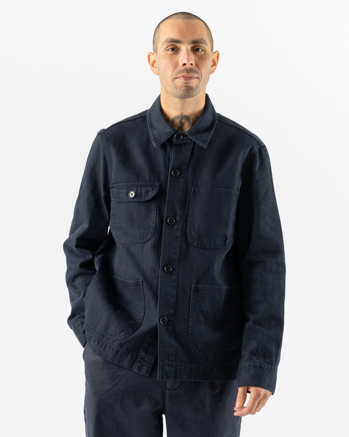 Alex Mill Garment Dyed Work Jacket in Dark Navy Curated at Jake 