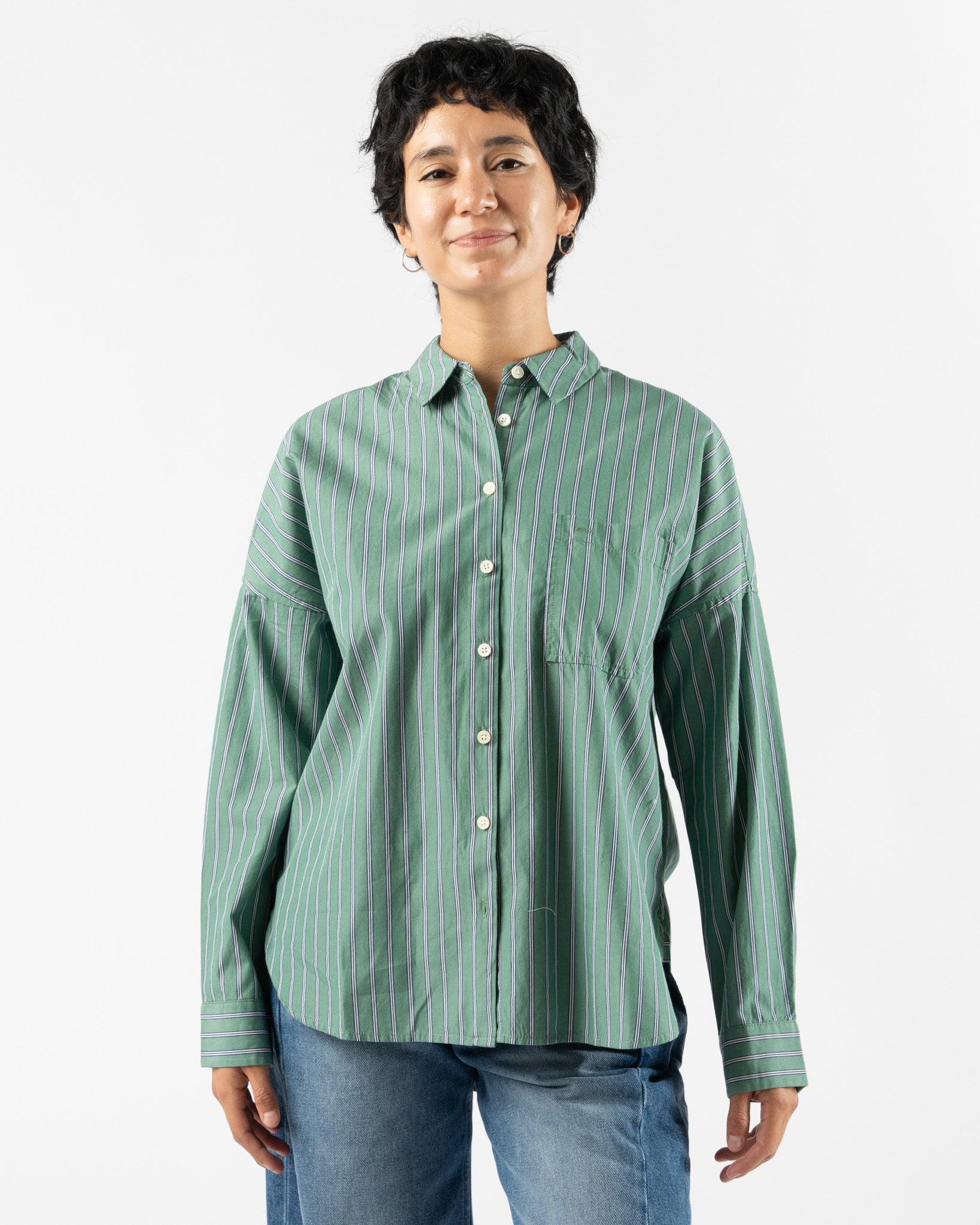 Alex Mill Jo Shirt in Green Stripe