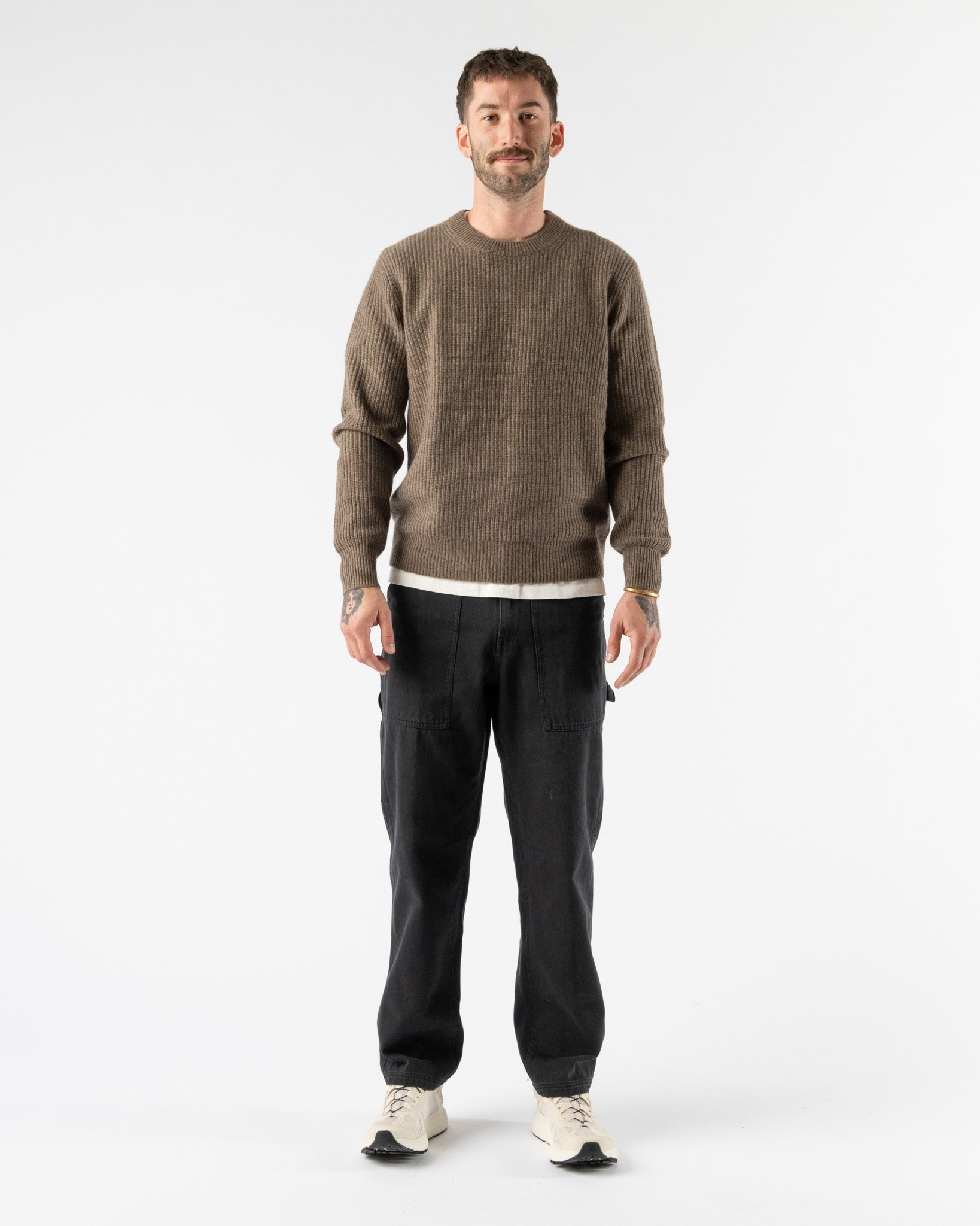 Alex Mill Marled Cashmere Jordan Sweater in Heather Walnut