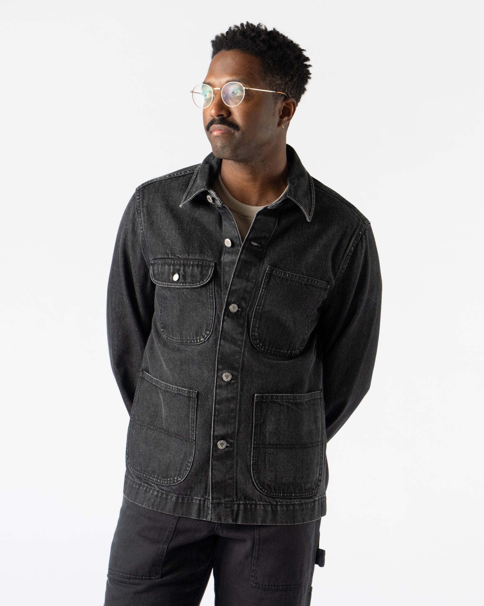 Alex Mill Work Jacket in Vintage Wash Denim Black