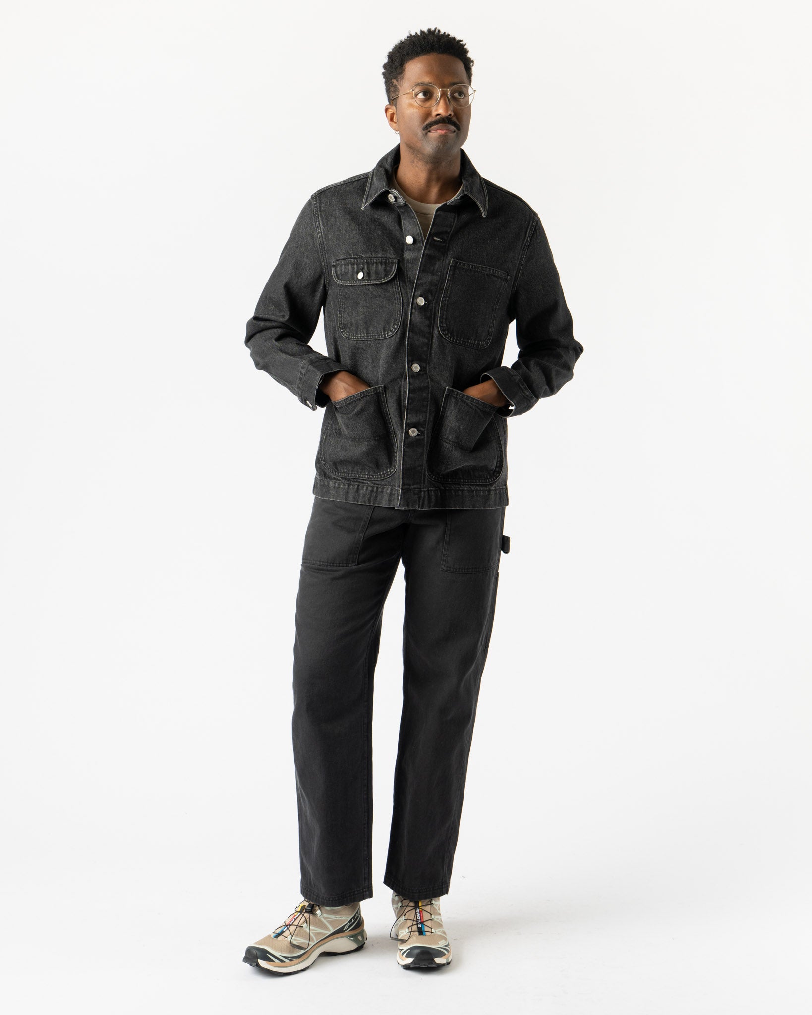 Alex Mill Work Jacket in Vintage Wash Denim Black