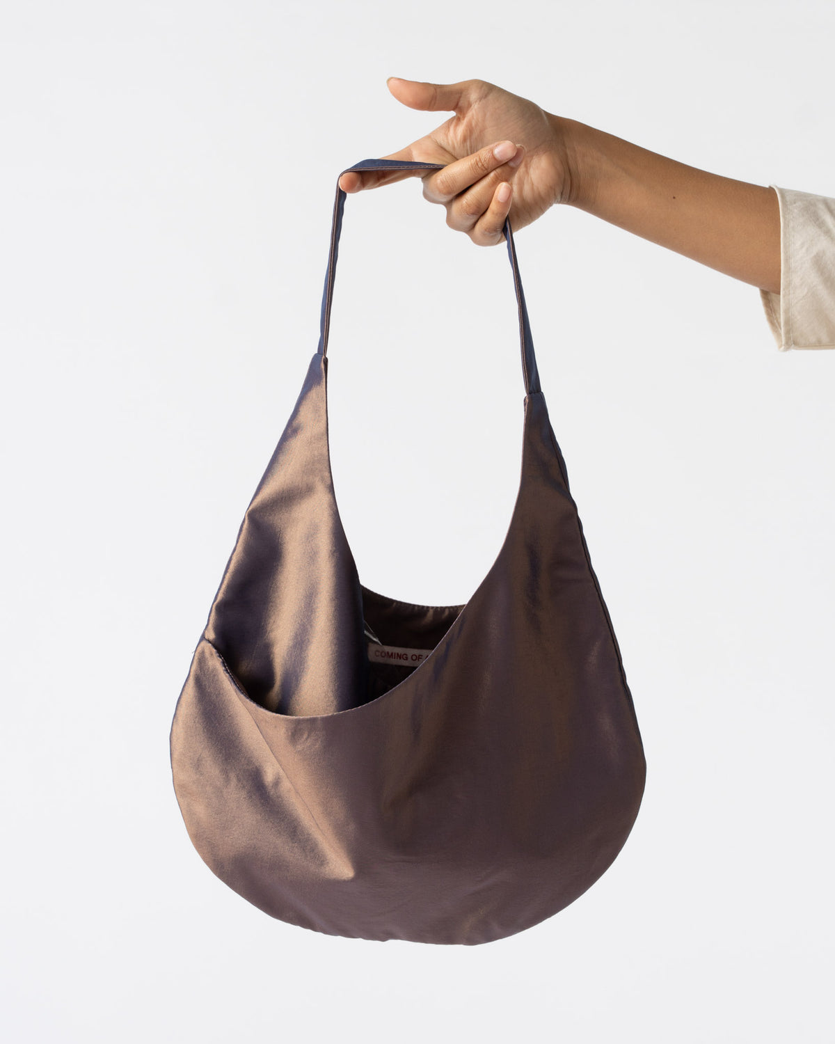 Coming of Age Hobo Mini Bag in Copper Taffeta Curated at Jake and 