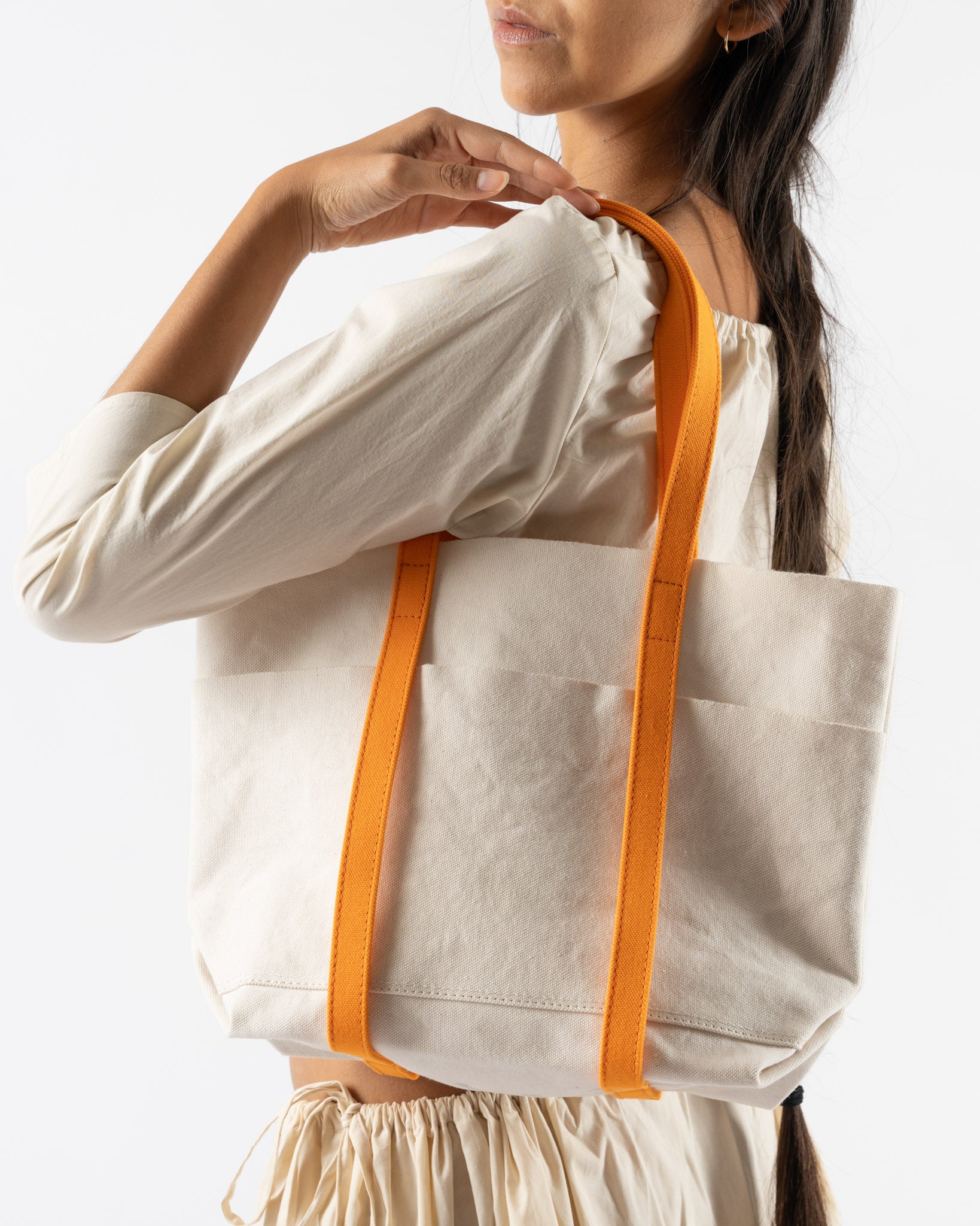 Amiacalva Washed Canvas Tote 2 Tone S in Orange