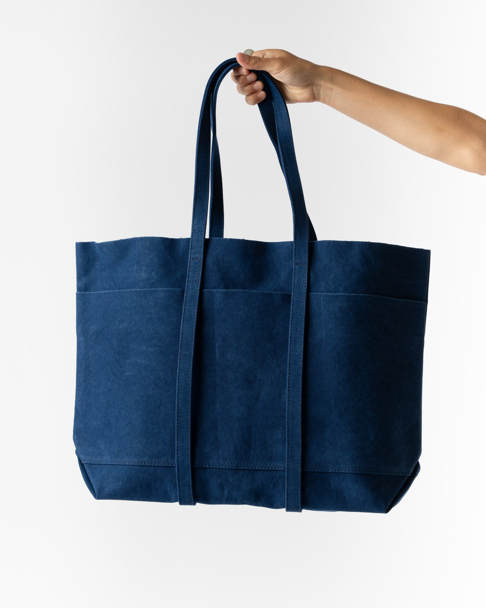 Amiacalva Washed Canvas 6 Pockets Tote M in Blue