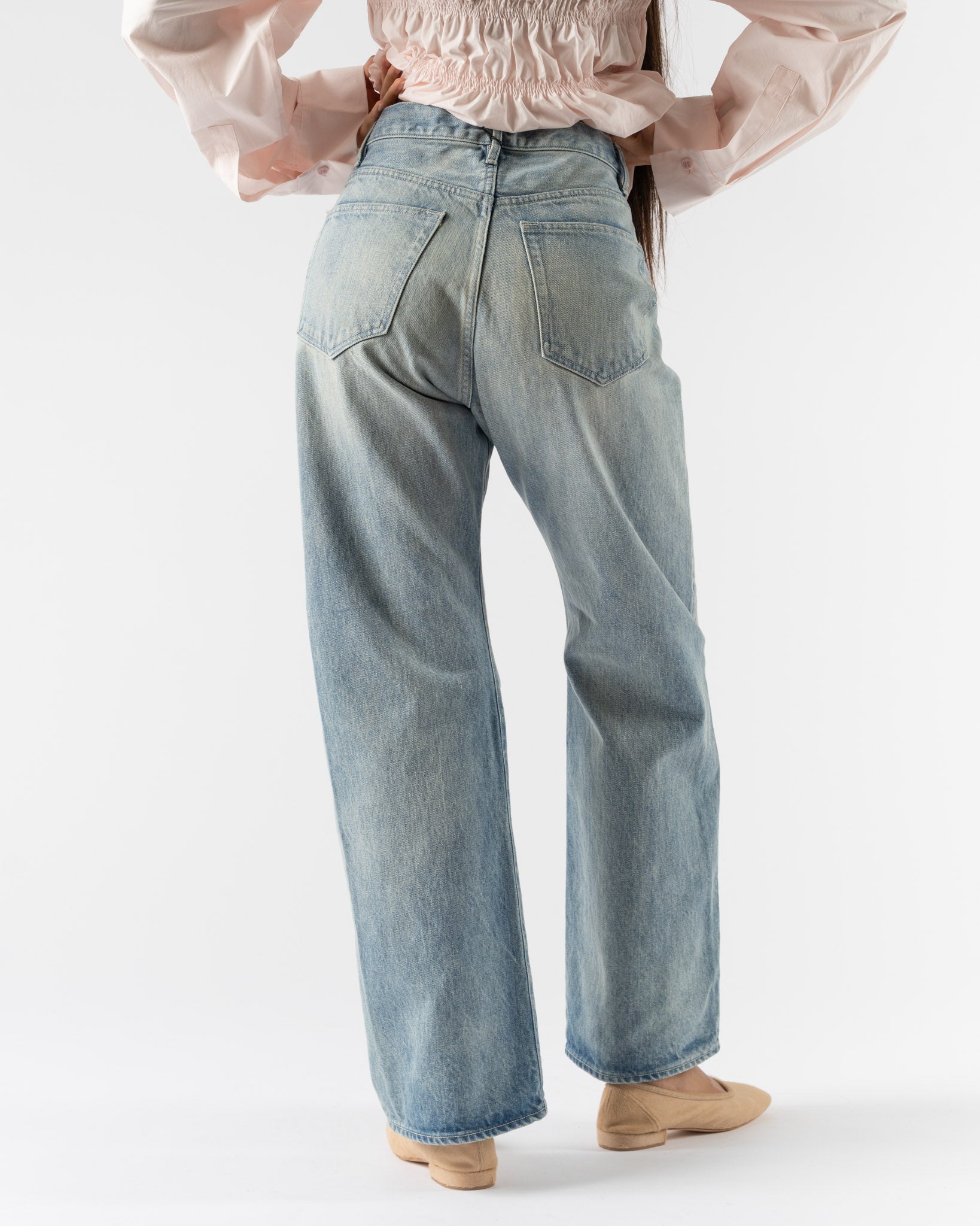 Auralee Selvedge Faded Heavy Denim Pants in Indigo