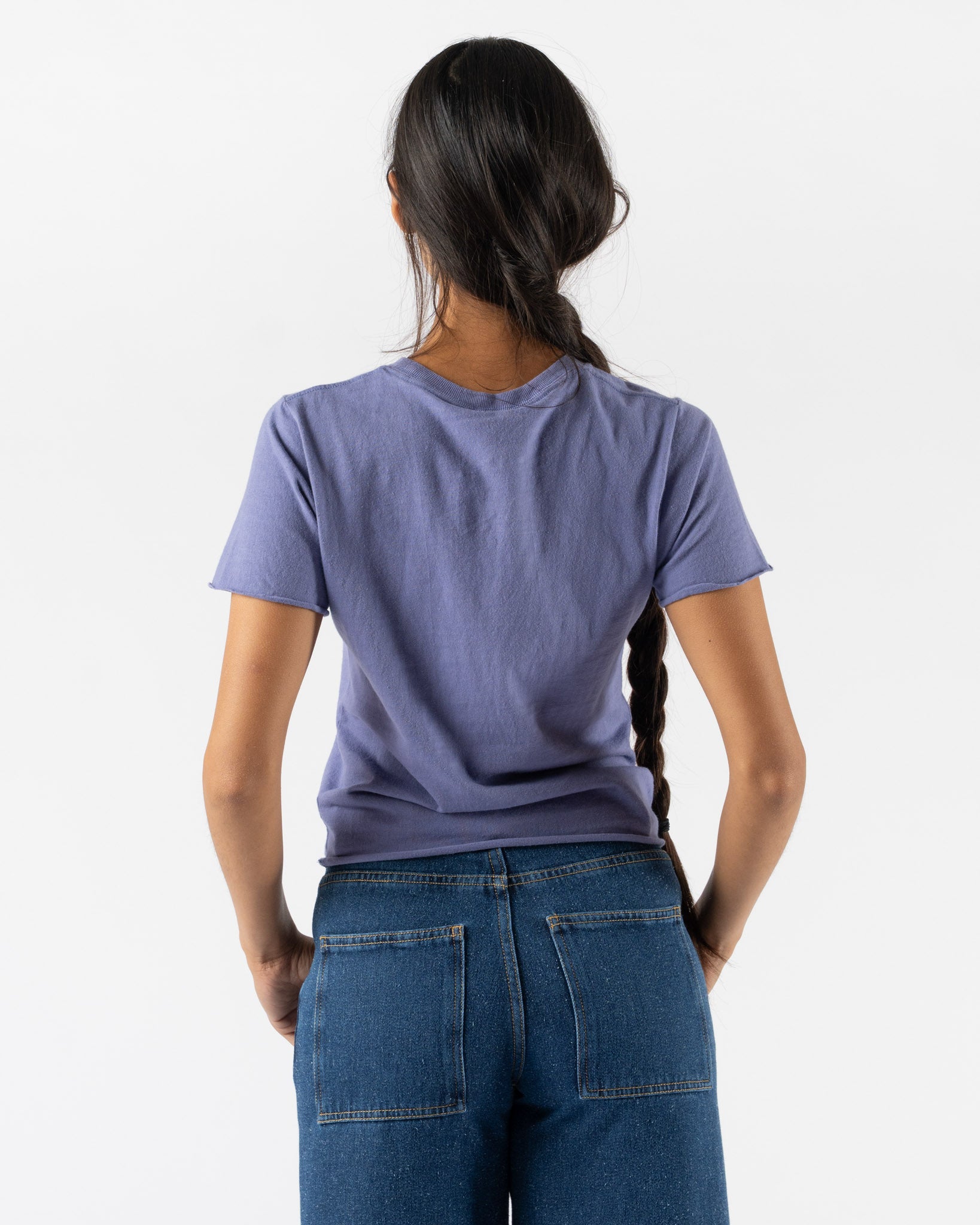 Auralee Womens Organic Cotton Jersey Tee in Light Purple
