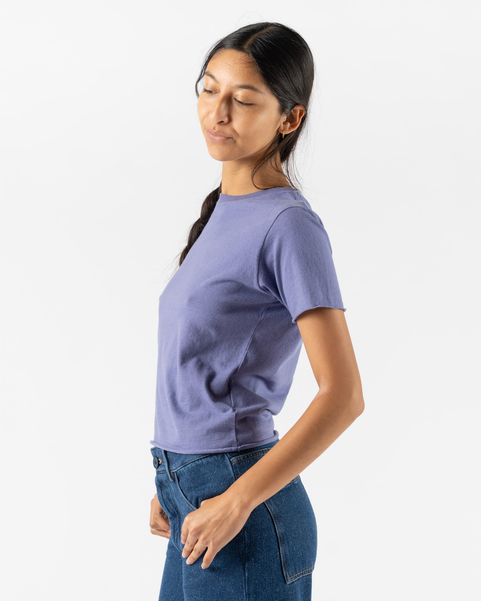 Auralee Womens Organic Cotton Jersey Tee in Light Purple